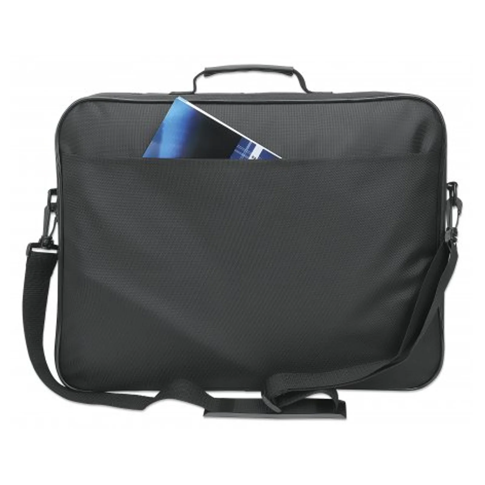 Manhattan Sacoche PC portable Cambridge 17,3", clamshell, noire, ÉCONOMIQUE, poche accessoires, compartiment documents, bandoulière amovible, équiv. Targus CN418EU, garantie 3 ans
