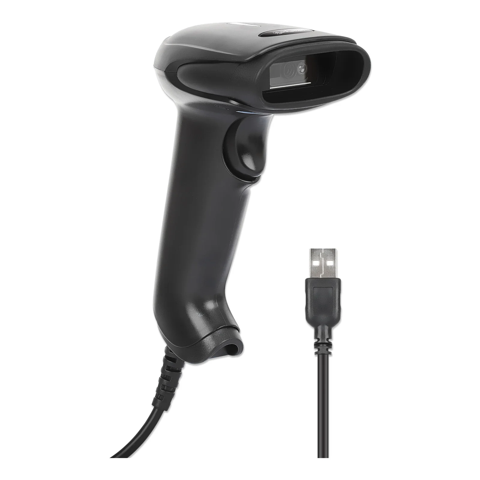 Manhattan Scanner de codes-barres CCD filaire, USB, largeur de lecture 60 mm, câble 152 cm, luminosité ambiante max. 5 000 lux, noir, garantie 3 ans