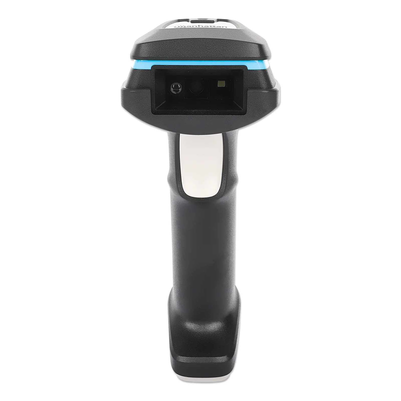 Manhattan Scanner de codes-barres LED 2D longue portée, USB, profondeur de lecture 450 mm, luminosité ambiante max. 100 000 lux, compatible codes 1D et 2D, câble RJ45 vers USB-A 1,8 m, noir, garantie 3 ans