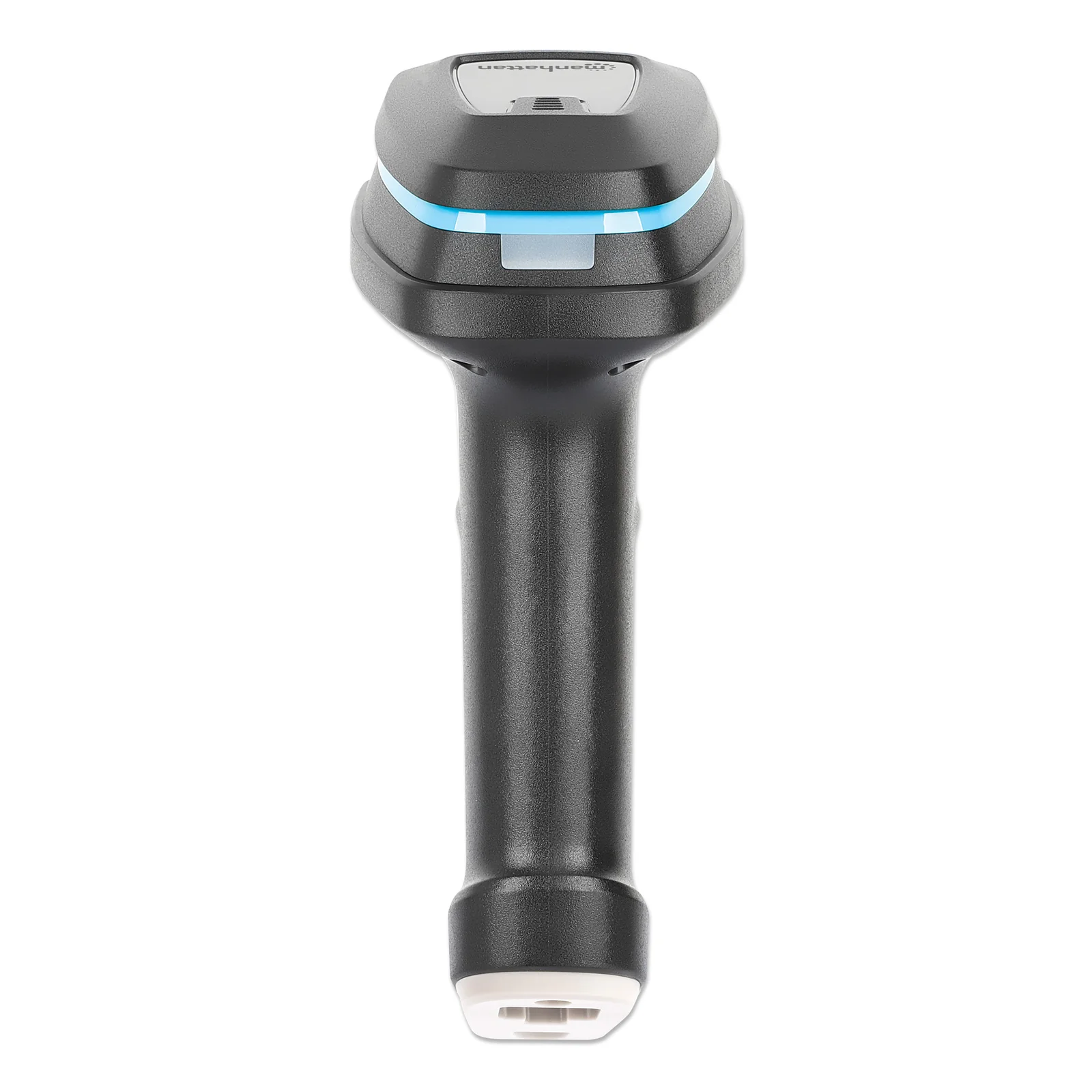 Manhattan Scanner de codes-barres LED 2D longue portée, USB, profondeur de lecture 450 mm, luminosité ambiante max. 100 000 lux, compatible codes 1D et 2D, câble RJ45 vers USB-A 1,8 m, noir, garantie 3 ans