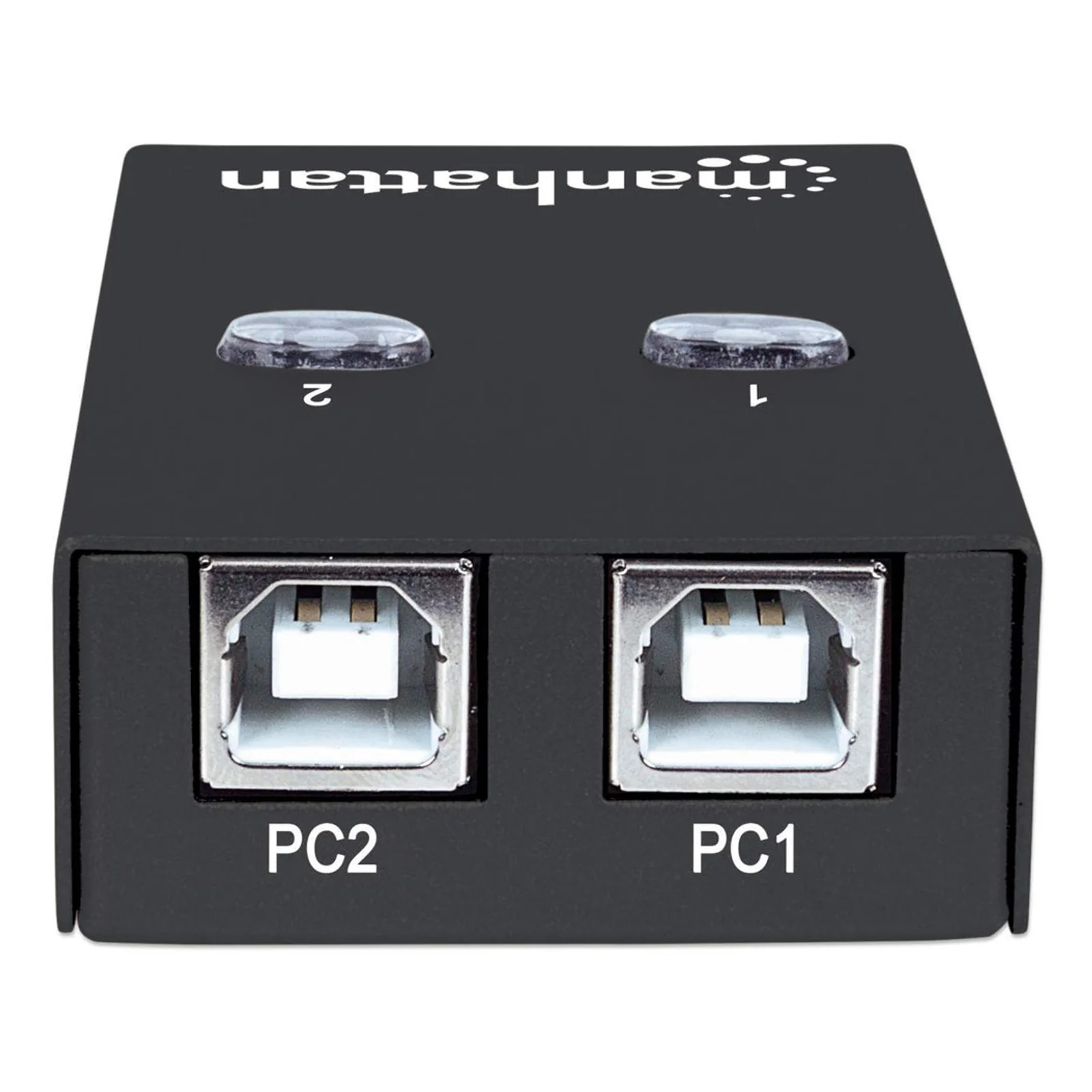 Manhattan Sélecteur de partage USB-A automatique, 2 ports USB-B, 480 Mbit/s (USB 2.0), double commande (auto-détection ou manuelle), Alimenté par USB (aucune alimentation externe requise), câble USB-A vers USB-B 1,5 m inclus