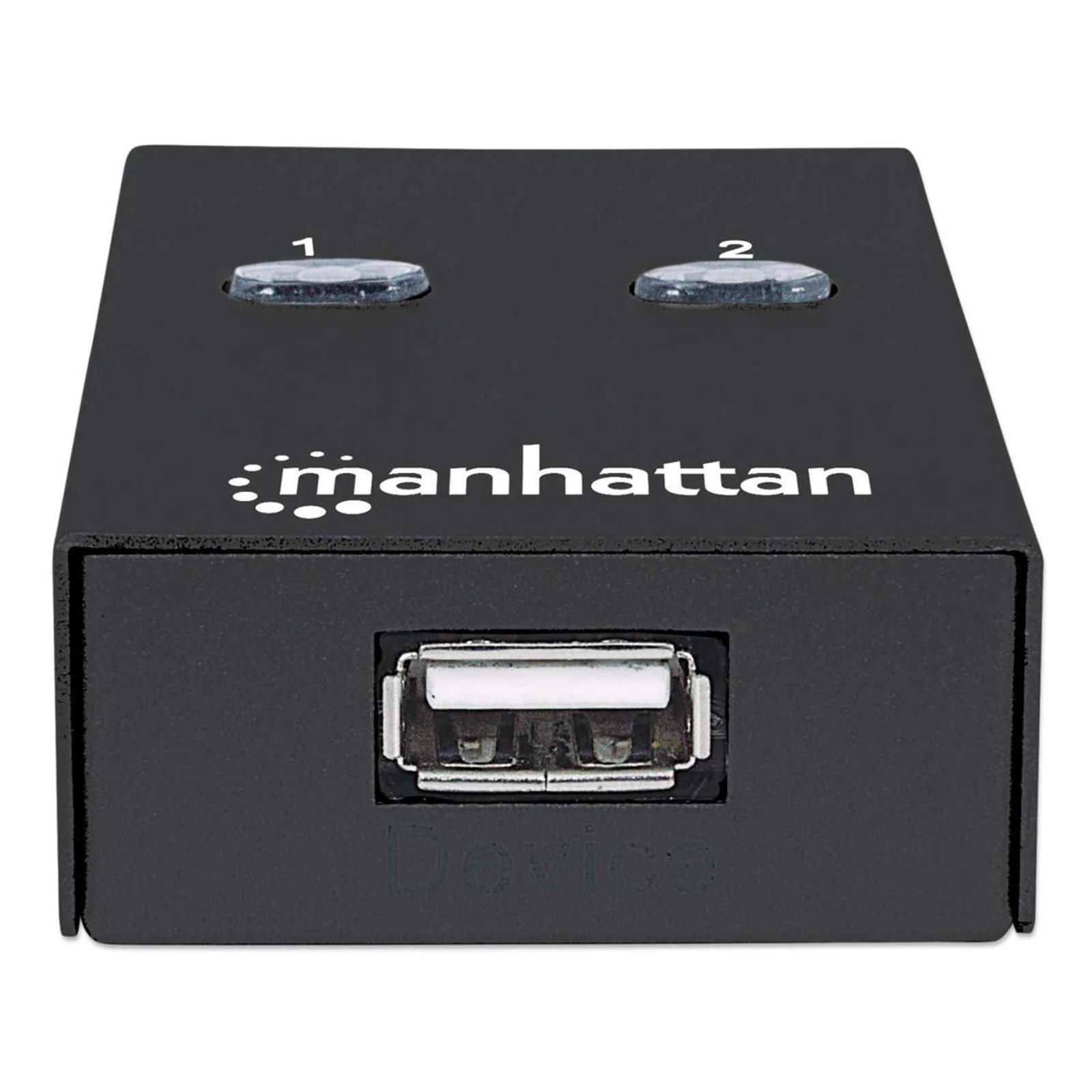 Manhattan Sélecteur de partage USB-A automatique, 2 ports USB-B, 480 Mbit/s (USB 2.0), double commande (auto-détection ou manuelle), Alimenté par USB (aucune alimentation externe requise), câble USB-A vers USB-B 1,5 m inclus