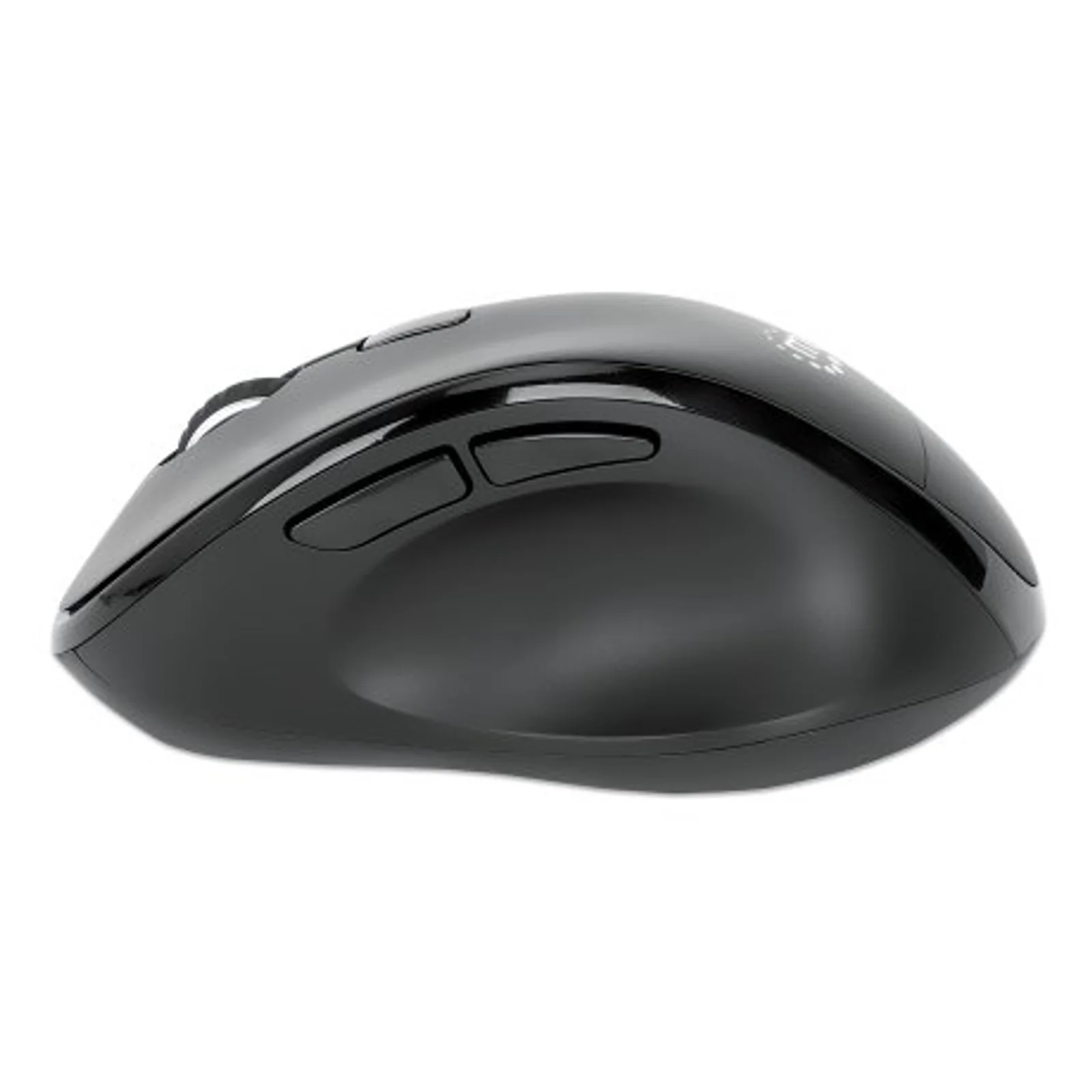 Manhattan Souris ergonomique sans fil (droitière), DPI réglable 800/1200/1600, 2,4 GHz (jusqu’à 10 m), 6 boutons avec molette, récepteur USB-A et USB-C combiné, noire, pile AA incluse, garantie 3 ans