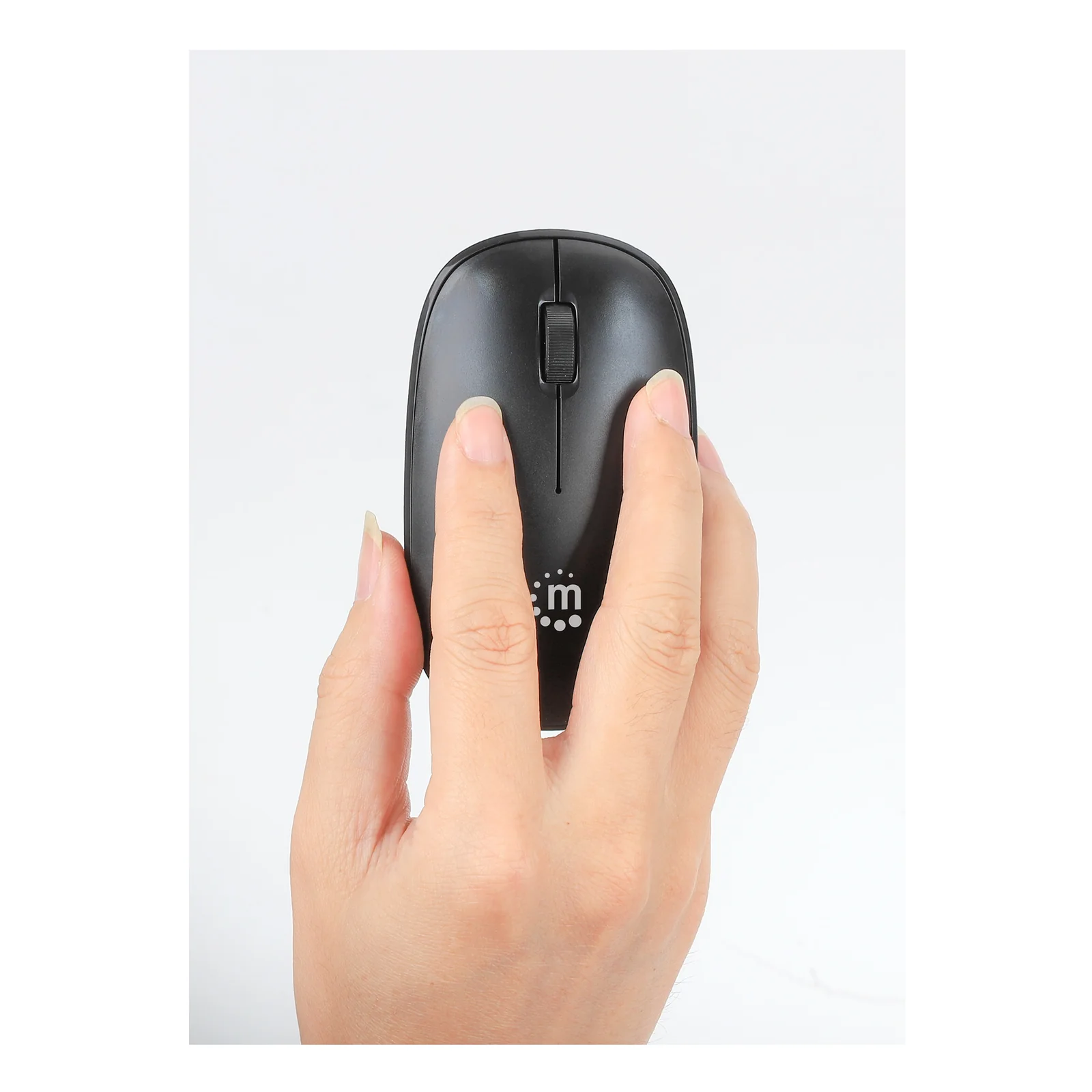Manhattan Souris optique sans fil MW3050, noire, 1200 dpi, 2,4 GHz (jusqu’à 10 m), USB, ambidextre, 3 boutons avec molette, récepteur USB-A nano, pile AA incluse, garantie 3 ans