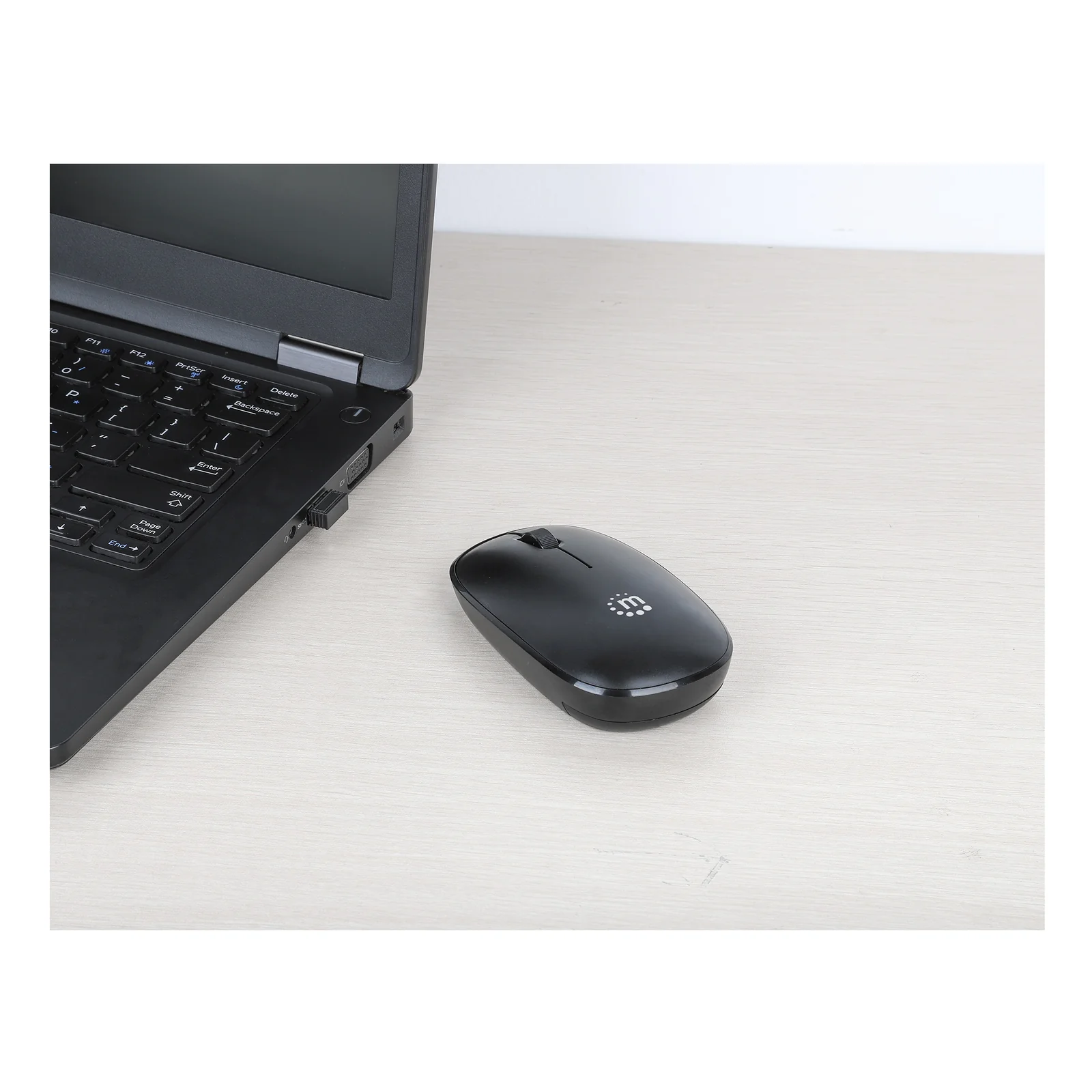 Manhattan Souris optique sans fil MW3050, noire, 1200 dpi, 2,4 GHz (jusqu’à 10 m), USB, ambidextre, 3 boutons avec molette, récepteur USB-A nano, pile AA incluse, garantie 3 ans