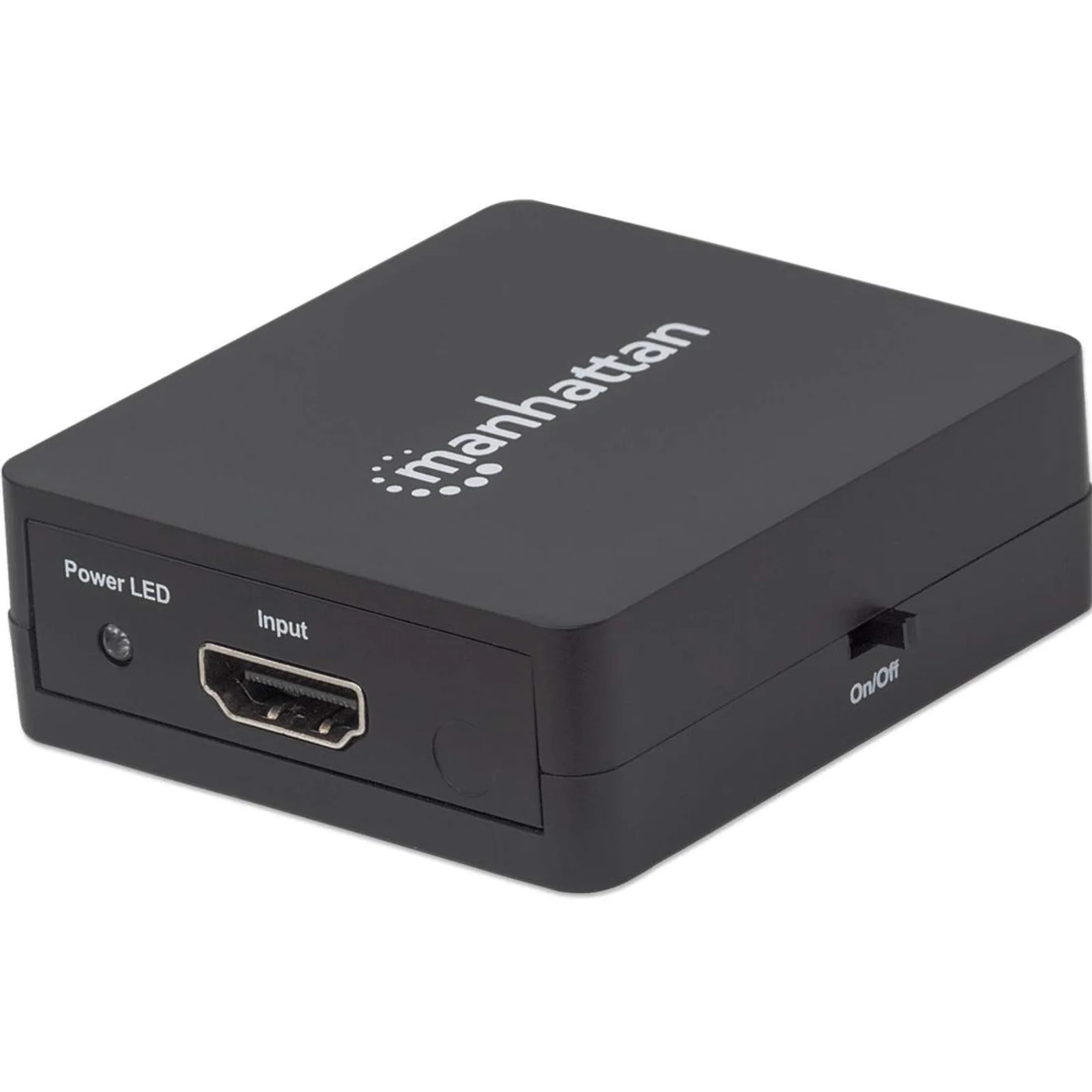 Splitter HDMI 2 ports, 1080p, noir, duplique le signal d’une source HDMI vers 2 écrans (même signal sur les deux), alimentation par USB-A (câble inclus 0,7 m), garantie de 3 ans