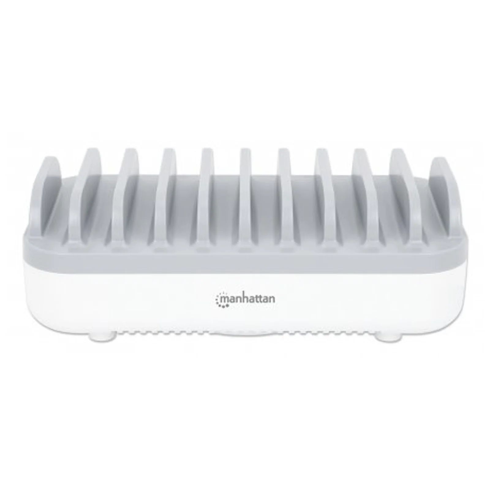 Manhattan Station de charge à 10 ports : 3 USB-C (jusqu’à 18 W PD) et 7 USB-A (jusqu’à 12 W), puissance totale de 120 W, blanc/gris, garantie de 3 ans