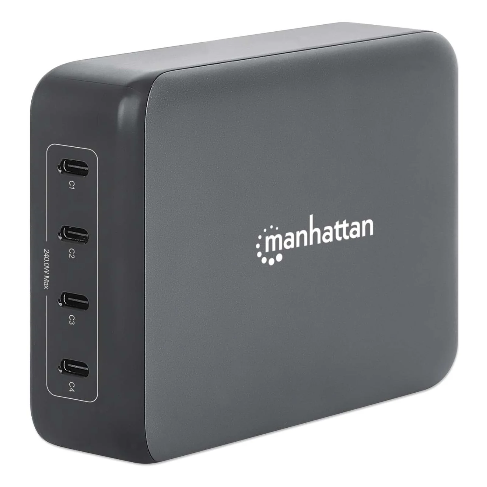 Station de charge GaN USB Power Delivery à 4 ports, 240 W / PD 3.1, 4 ports USB-C PD jusqu’à 140 W par port, puissance totale de 240 W, noir