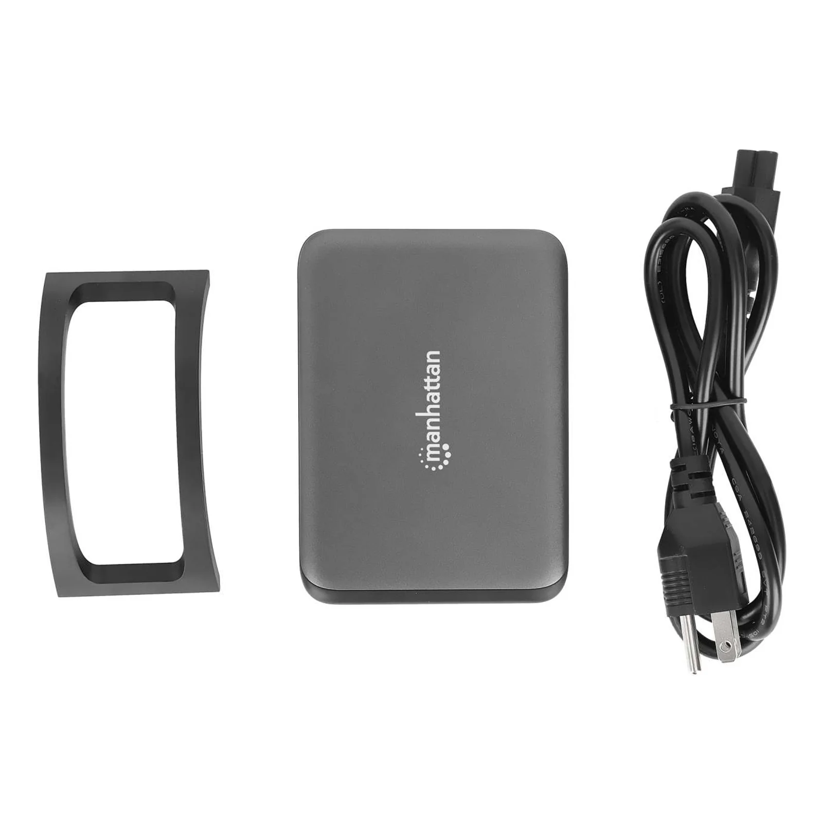 Manhattan Station de charge GaN USB Power Delivery à 4 ports, 240 W / PD 3.1, 4 ports USB-C PD jusqu’à 140 W par port, puissance totale de 240 W, noir