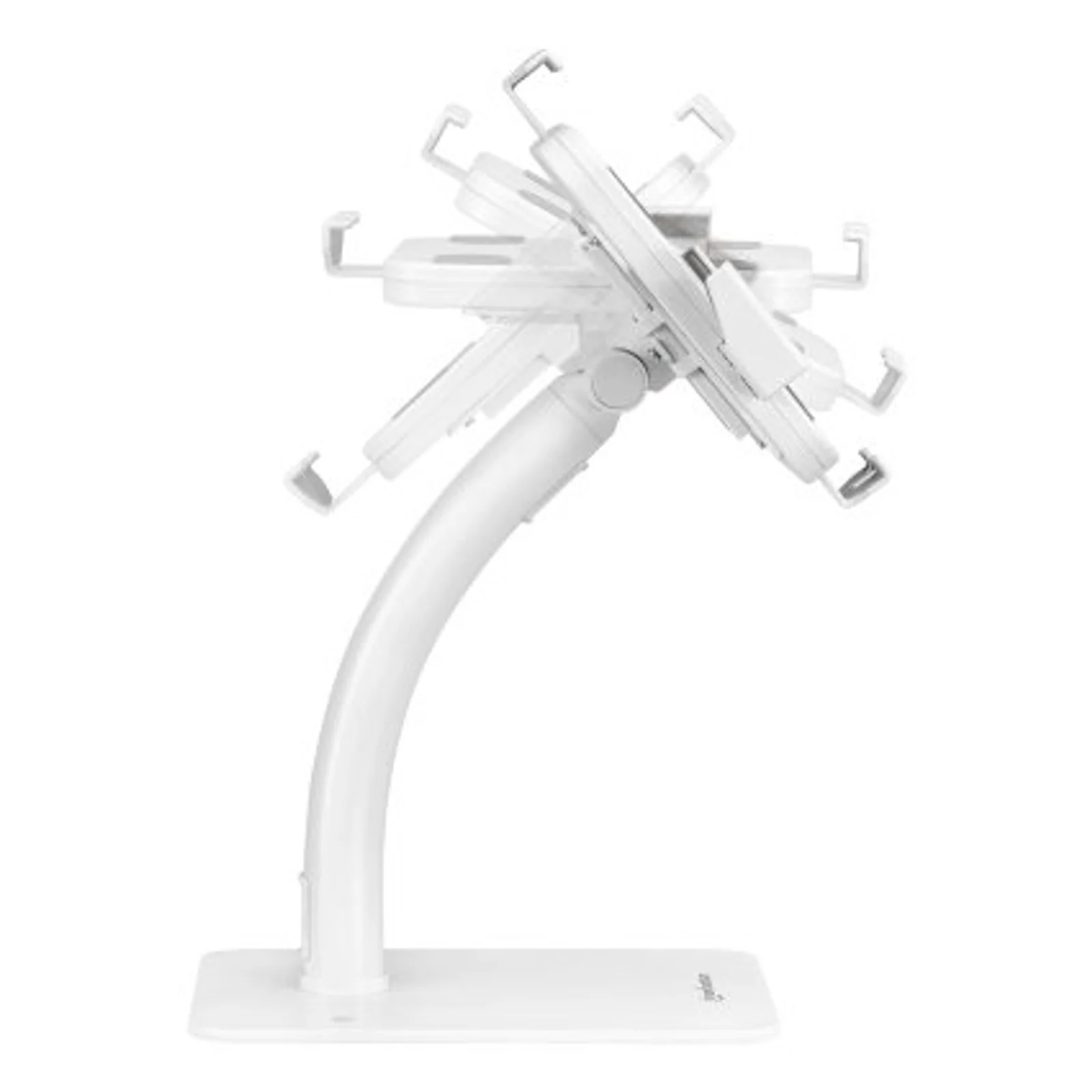 Manhattan Support antivol de bureau pour tablette/iPad, universel, rotation 360°, inclinaison +20° à -110°, verrouillable, blanc, tablettes 7,9"–11"