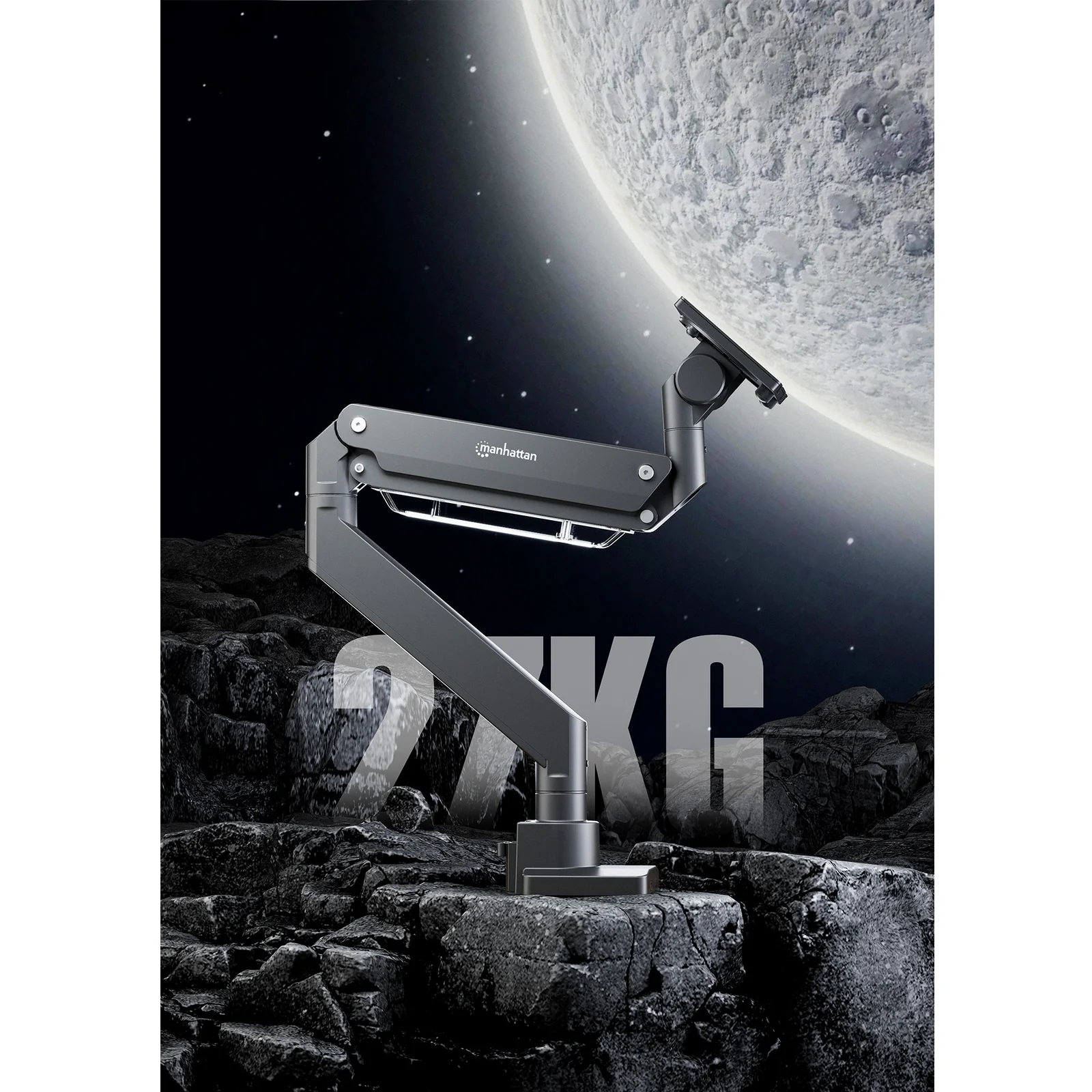 Manhattan Support de bureau pour TV/moniteurs (bras à vérin gaz à Bras articulé), écrans 13" à 42", fixation à l’arrière par pince ou passe-câble, Compatibilité VESA : de 75x75 à 200x200mm (vérifiez les dimensions des quatre trous de fixation à l’arrière), max 20kg