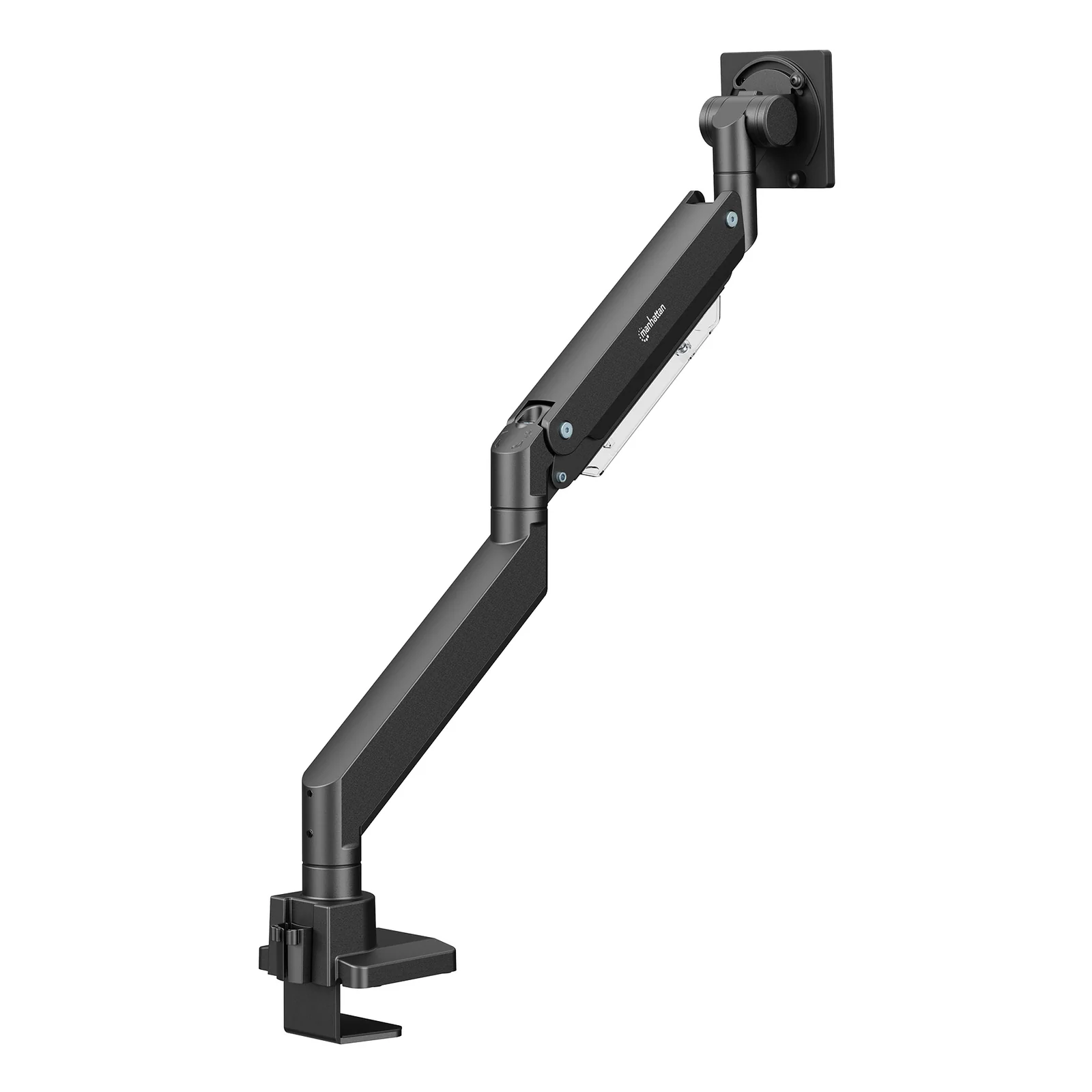 Manhattan Support de bureau pour TV/moniteurs (bras à vérin gaz à Bras articulé), écrans 13" à 42", fixation à l’arrière par pince ou passe-câble, Compatibilité VESA : de 75x75 à 200x200mm (vérifiez les dimensions des quatre trous de fixation à l’arrière), max 20kg