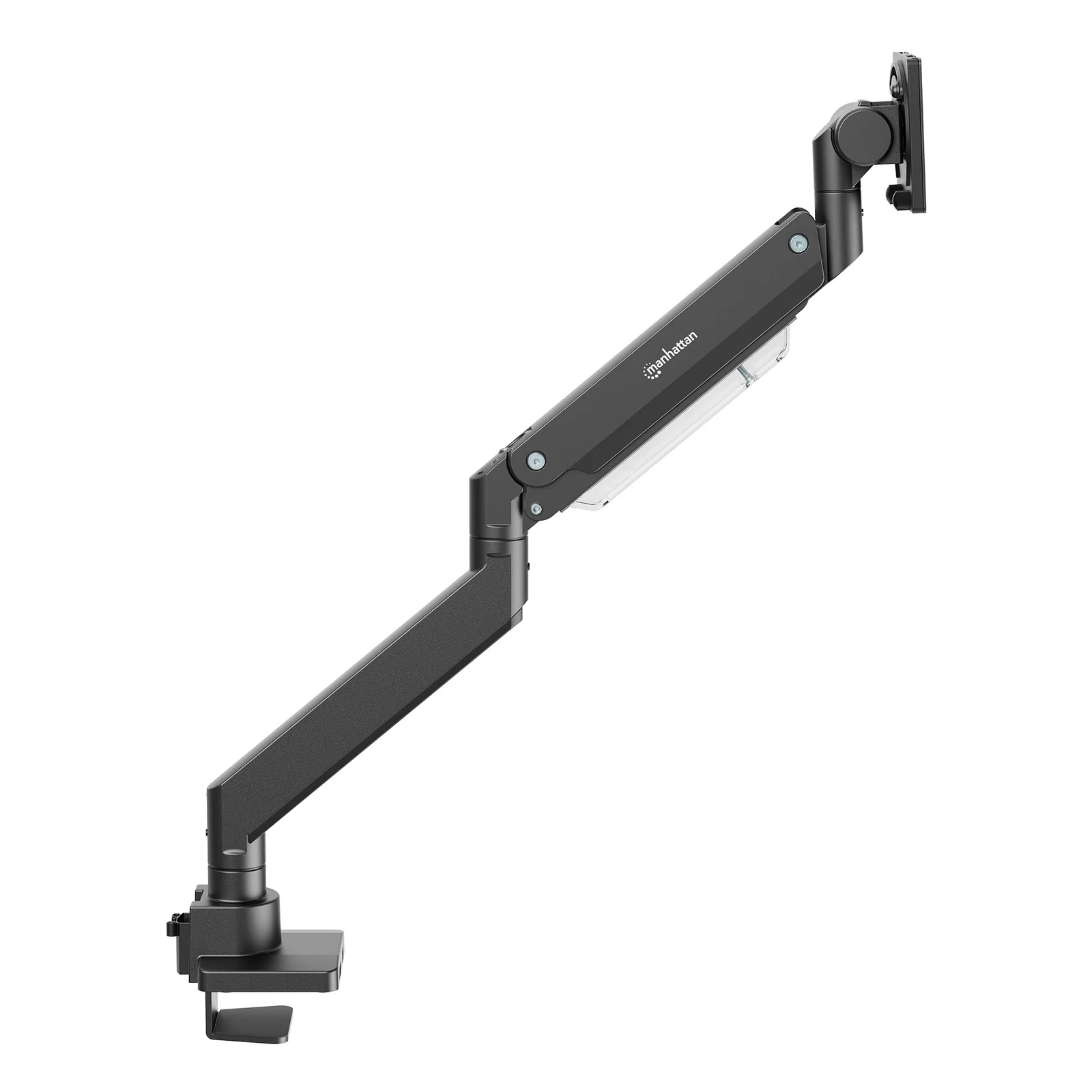 Manhattan Support de bureau pour TV/moniteurs (bras à vérin gaz à Bras articulé), écrans 13" à 42", fixation à l’arrière par pince ou passe-câble, Compatibilité VESA : de 75x75 à 200x200mm (vérifiez les dimensions des quatre trous de fixation à l’arrière), max 20kg