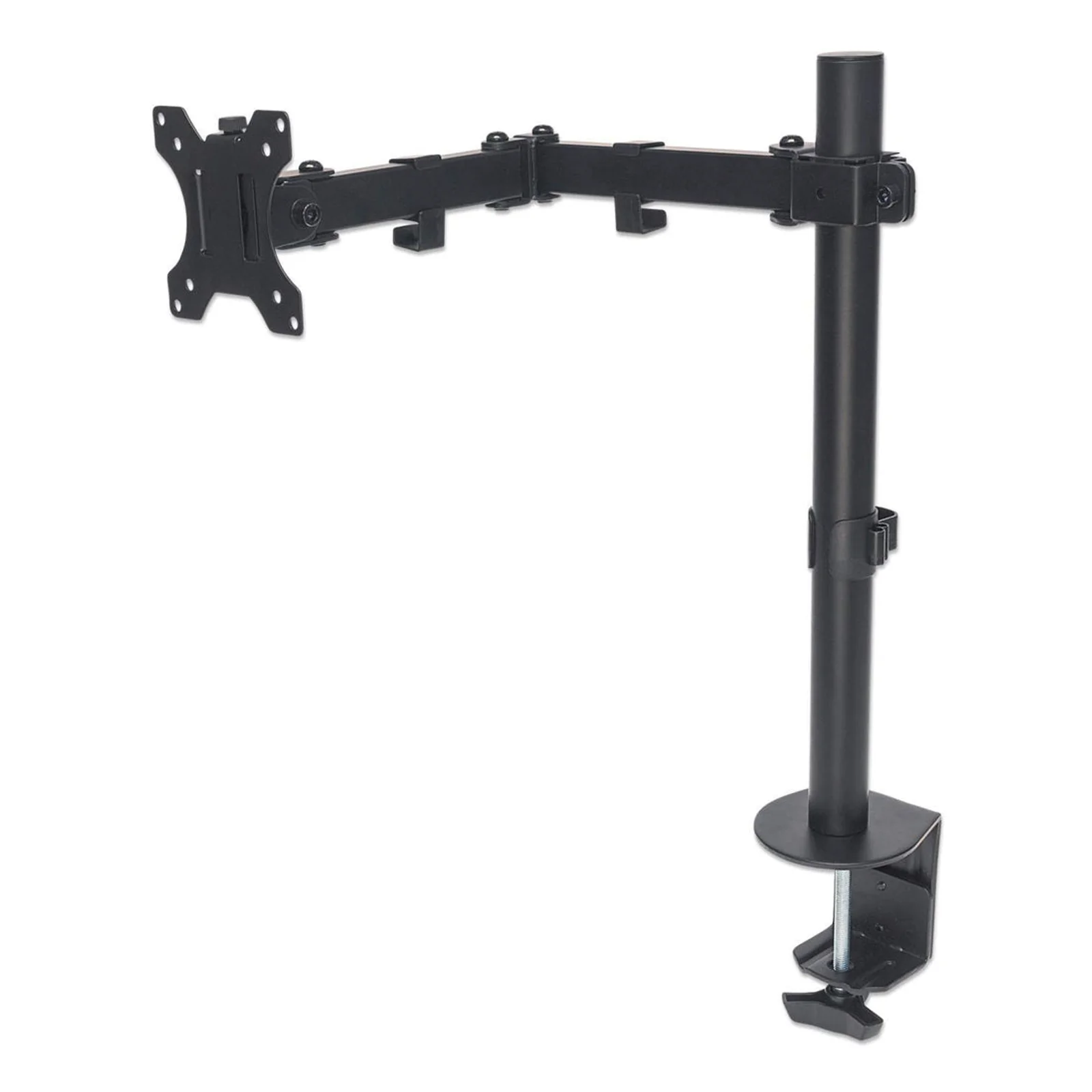 Support de bureau pour TV/moniteurs (Bras articulé), écrans 13" à 27", fixation à l’arrière par pince, Compatibilité VESA : 75x75 et 100x100 mm (vérifiez les dimensions des quatre trous de fixation à l’arrière), charge max. 8 kg
