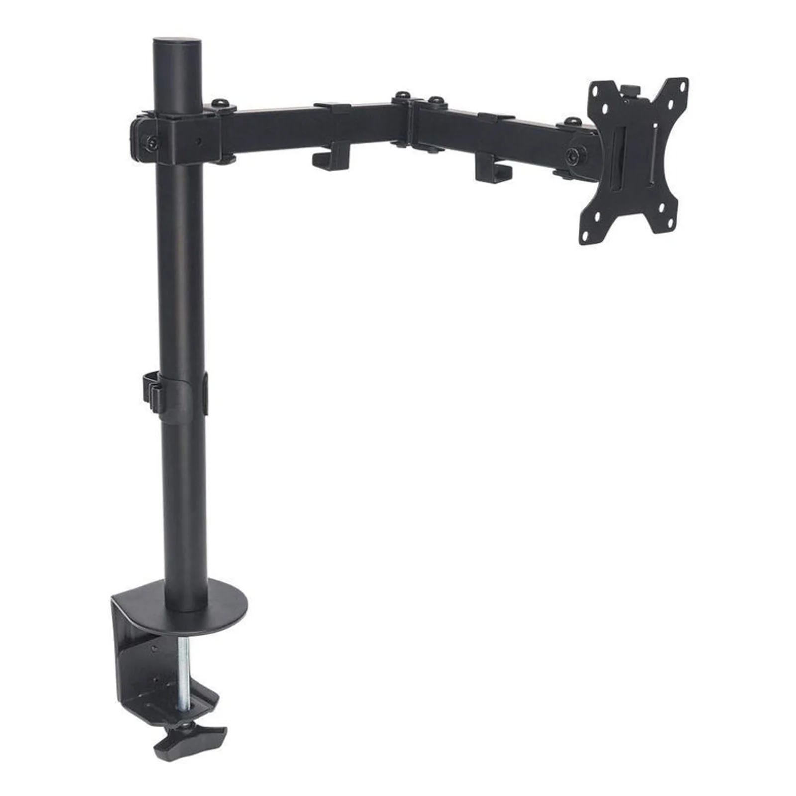 Manhattan Support de bureau pour TV/moniteurs (Bras articulé), écrans 13" à 27", fixation à l’arrière par pince, Compatibilité VESA : 75x75 et 100x100 mm (vérifiez les dimensions des quatre trous de fixation à l’arrière), charge max. 8 kg