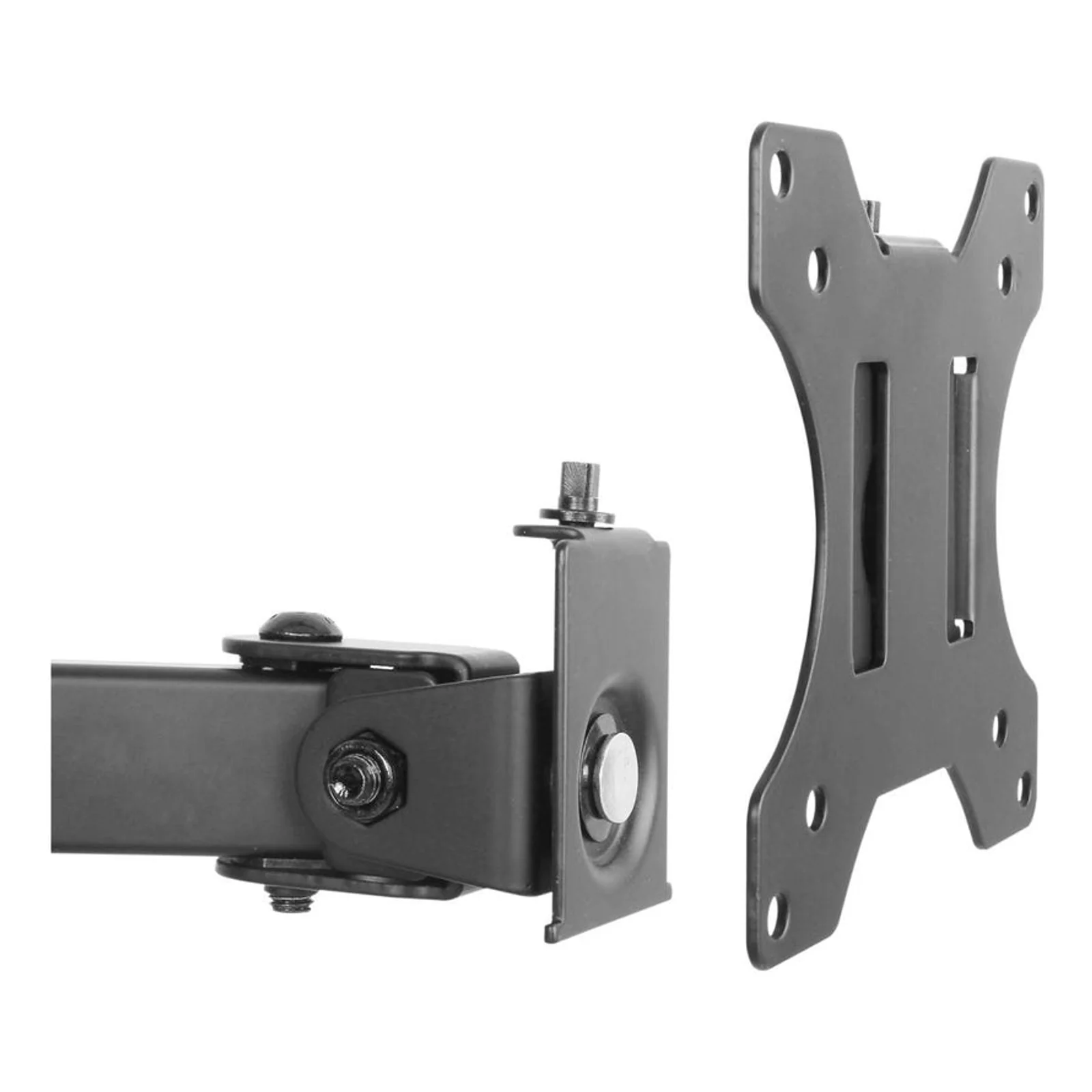 Manhattan Support de bureau pour TV/moniteurs (Bras articulé), écrans 13" à 27", fixation à l’arrière par pince, Compatibilité VESA : 75x75 et 100x100 mm (vérifiez les dimensions des quatre trous de fixation à l’arrière), charge max. 8 kg