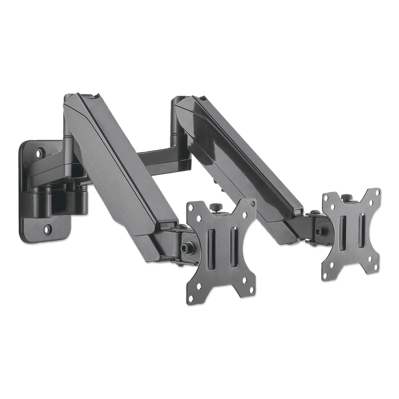 Manhattan Support mural double pour TV/moniteurs (Bras articulé à vérin à gaz), écrans 17" à 32", Compatibilité VESA : 75x75 et 100x100 mm (vérifiez les dimensions des quatre trous de fixation à l’arrière), charge max. 8 kg par écran, noir