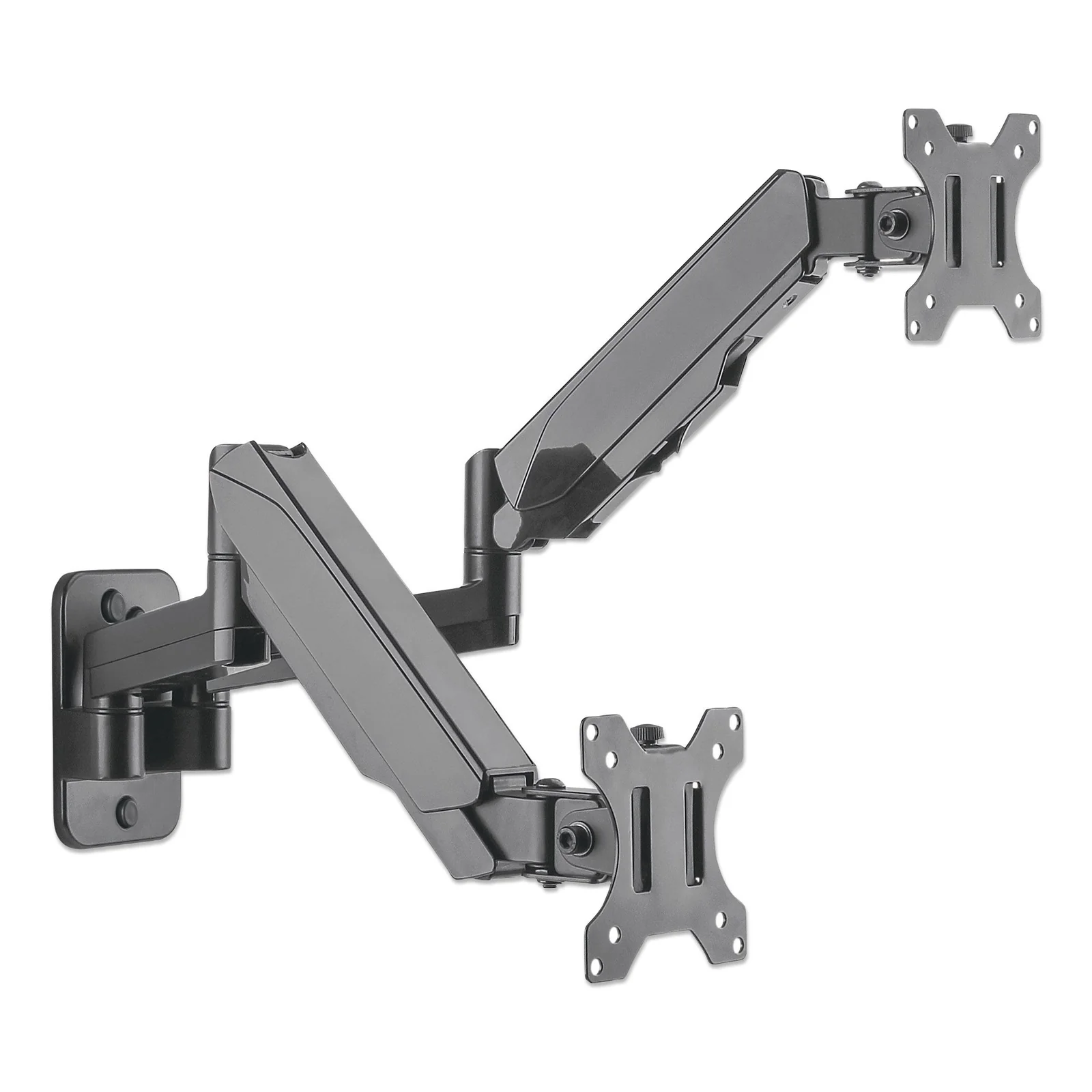 Manhattan Support mural double pour TV/moniteurs (Bras articulé à vérin à gaz), écrans 17" à 32", Compatibilité VESA : 75x75 et 100x100 mm (vérifiez les dimensions des quatre trous de fixation à l’arrière), charge max. 8 kg par écran, noir