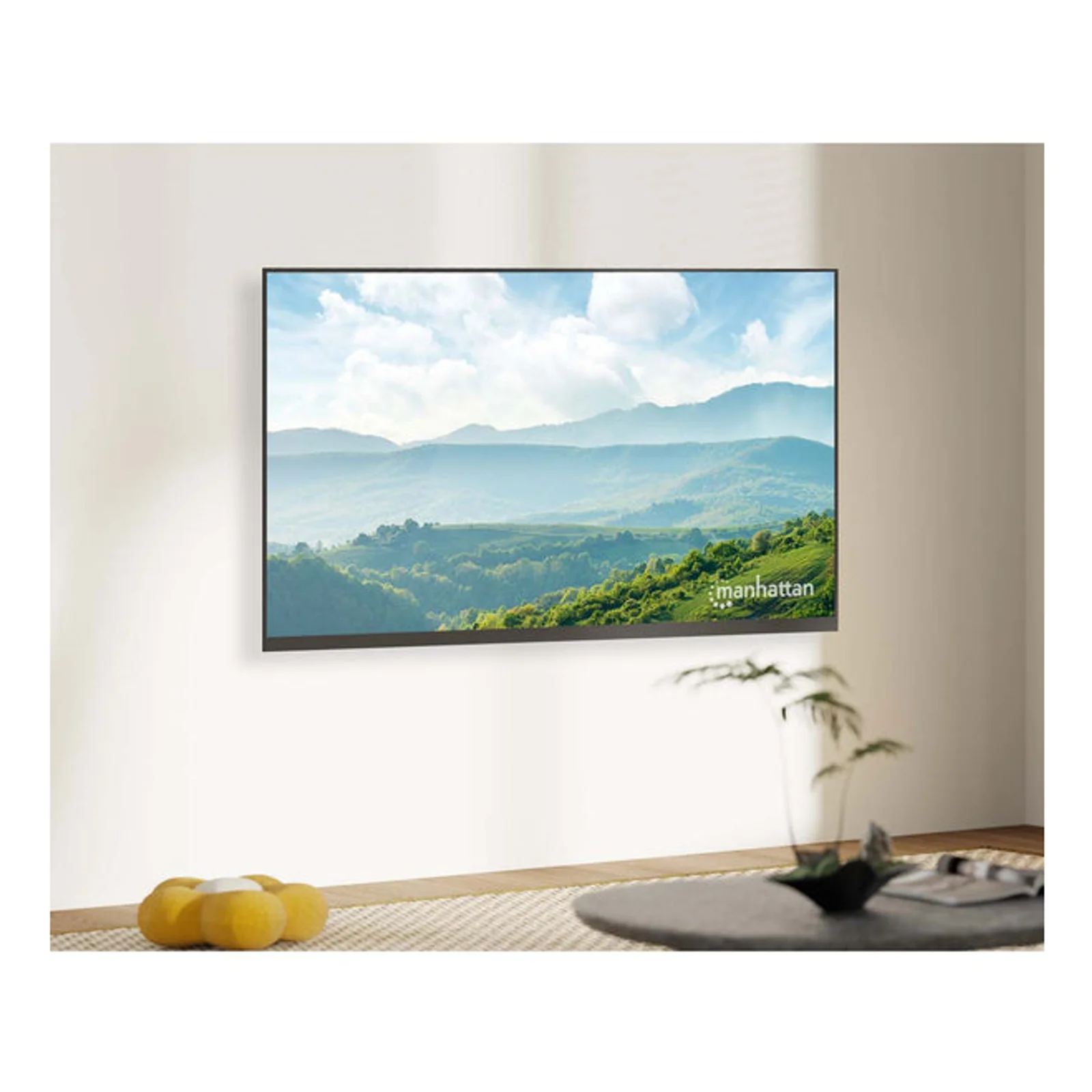 Manhattan Support mural pivotant pour TV/moniteurs (inclinaison + pivot), écrans 13" à 27", Compatibilité VESA : 75x75 et 100x100 mm (vérifiez les dimensions des quatre trous de fixation à l’arrière), charge max. 30 kg