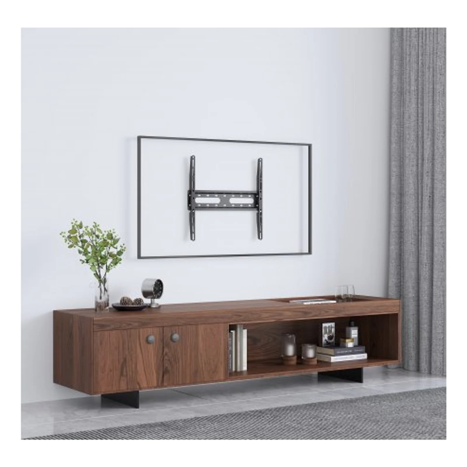 Manhattan Support mural pour TV/moniteurs (fixe, profil bas), écrans 32" à 55", Compatibilité VESA : de 75x75 à 400x400 mm (vérifiez les dimensions des quatre trous de fixation à l’arrière), charge max. 45 kg, noir