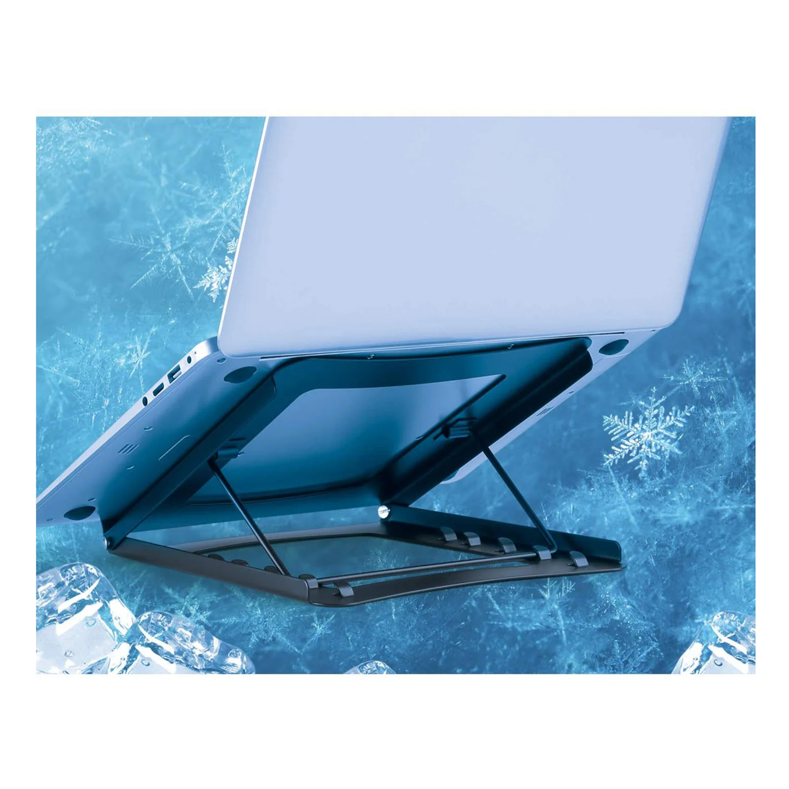 Manhattan Support pour ordinateur portable et tablette, réglable (5 positions), jusqu’à 15,6", portable et léger, acier, noir
