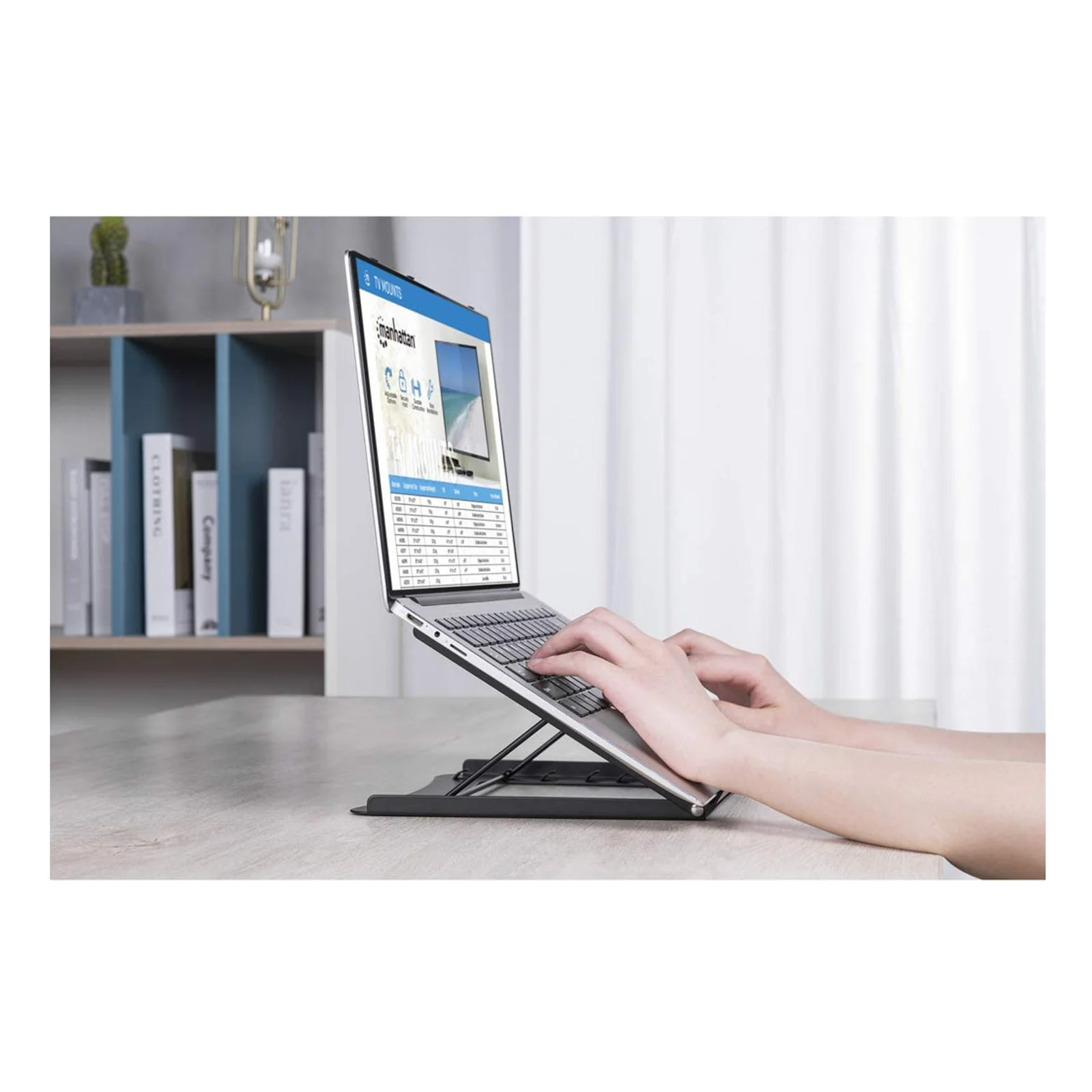 Manhattan Support pour ordinateur portable et tablette, réglable (5 positions), jusqu’à 15,6", portable et léger, acier, noir