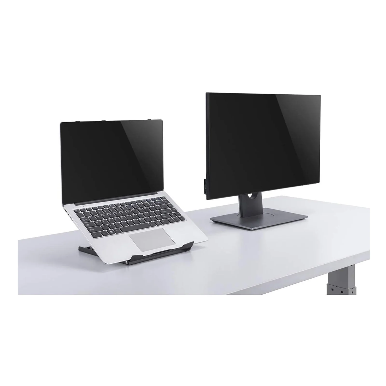 Manhattan Support pour ordinateur portable et tablette, réglable (5 positions), jusqu’à 15,6", portable et léger, acier, noir