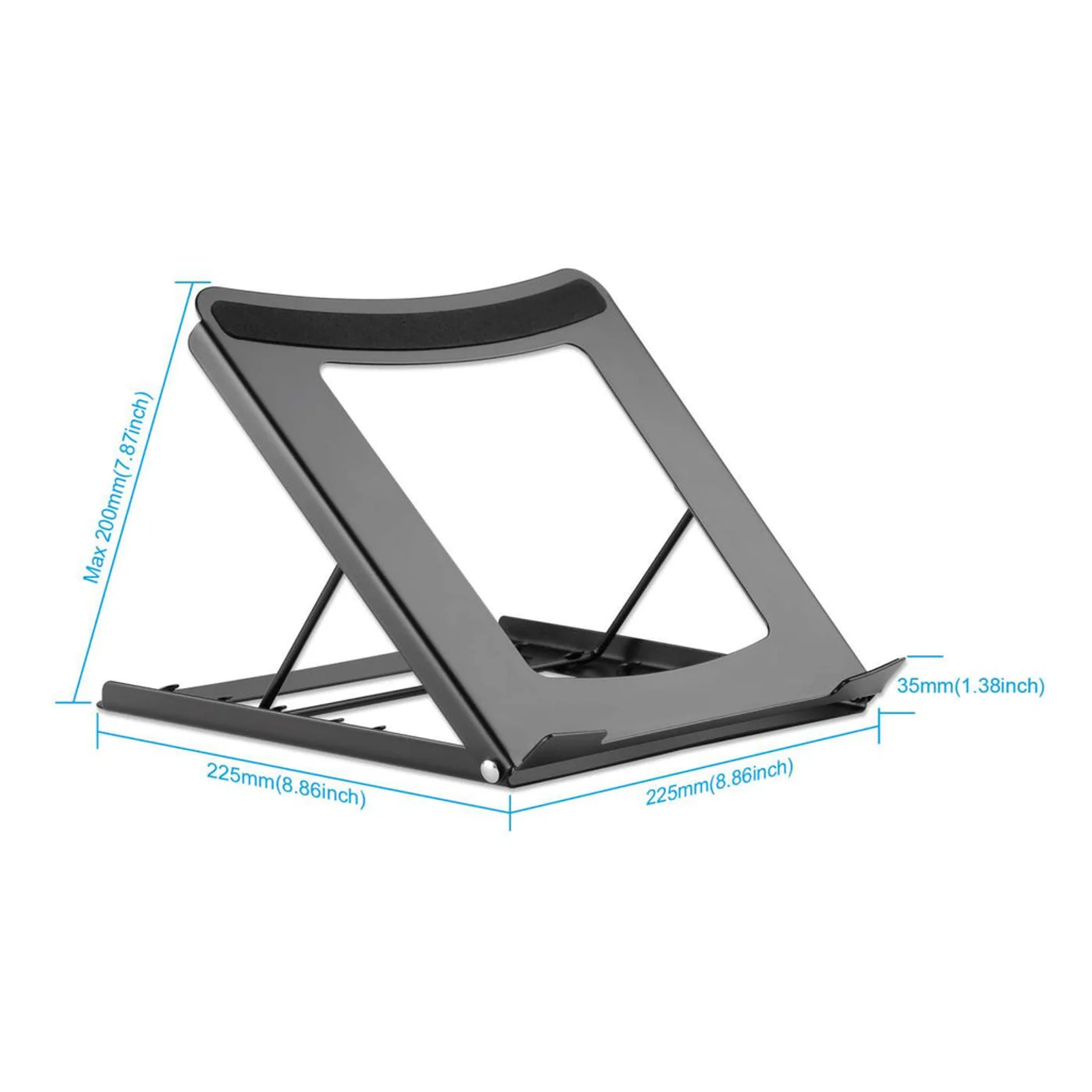 Manhattan Support pour ordinateur portable et tablette, réglable (5 positions), jusqu’à 15,6", portable et léger, acier, noir