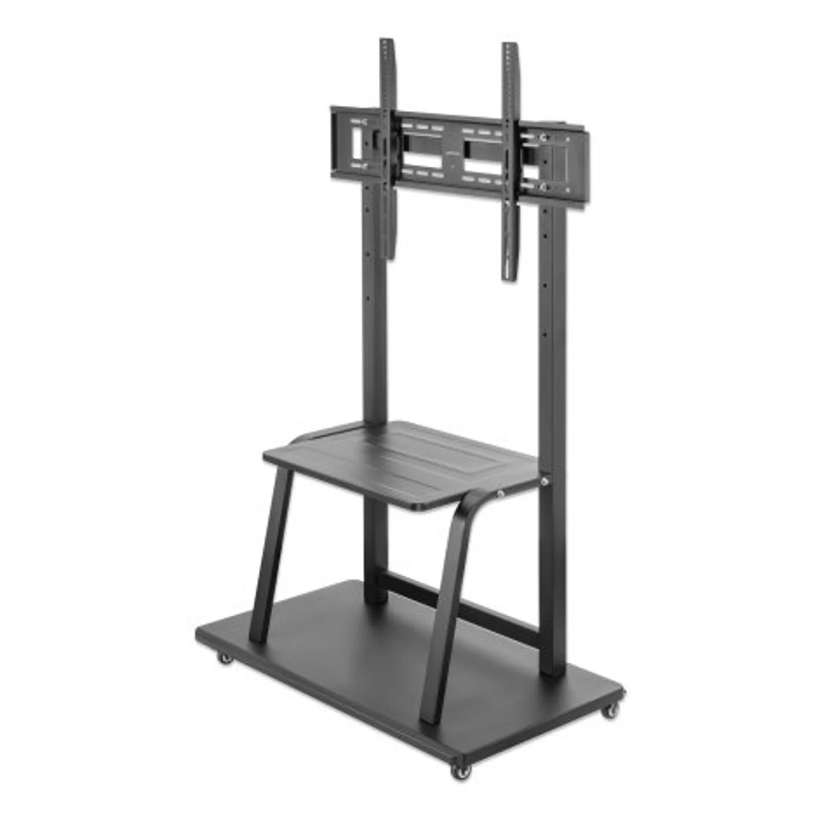 Support sur roulettes pour TV/moniteurs, écrans 37" à 100", Compatibilité VESA : de 200x200 à 800x600 mm (vérifiez les dimensions des quatre trous de fixation à l’arrière), charge max. 150 kg, hauteur réglable sur 4 niveaux