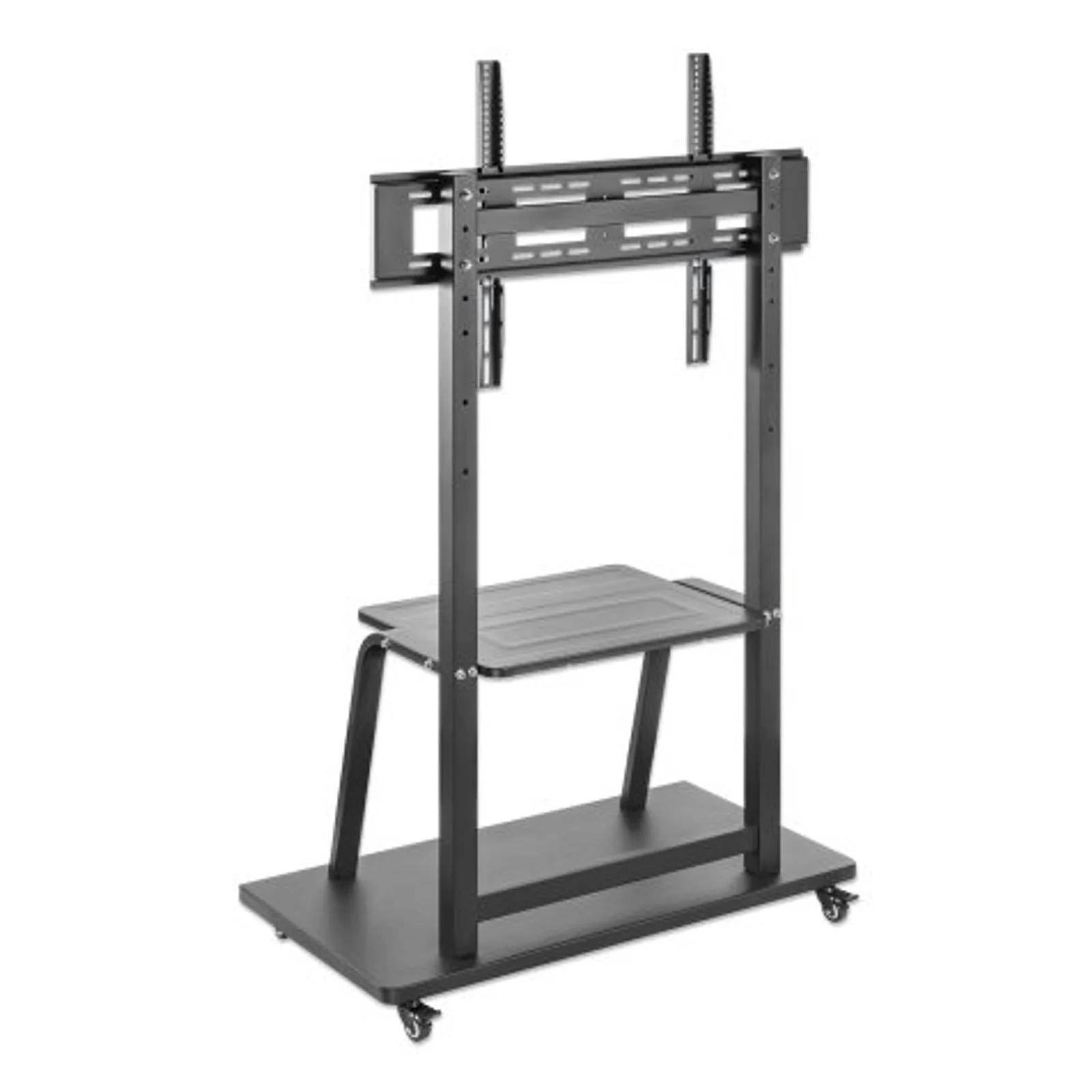 Manhattan Support sur roulettes pour TV/moniteurs, écrans 37" à 100", Compatibilité VESA : de 200x200 à 800x600 mm (vérifiez les dimensions des quatre trous de fixation à l’arrière), charge max. 150 kg, hauteur réglable sur 4 niveaux