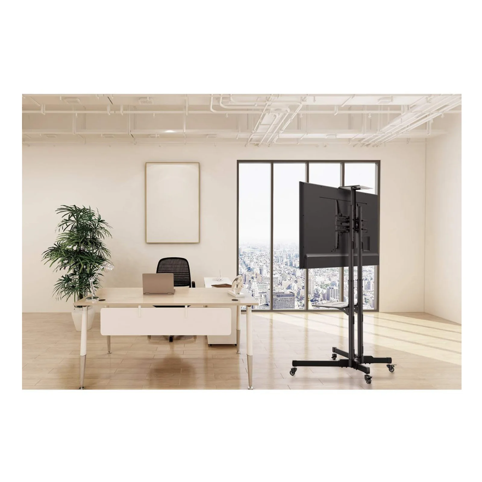 Manhattan Support sur roulettes pour TV/moniteurs, écrans 37" à 65", Compatibilité VESA : de 200x200 à 600x400 mm (vérifiez les dimensions des quatre trous de fixation à l’arrière), charge max. 40 kg, noir