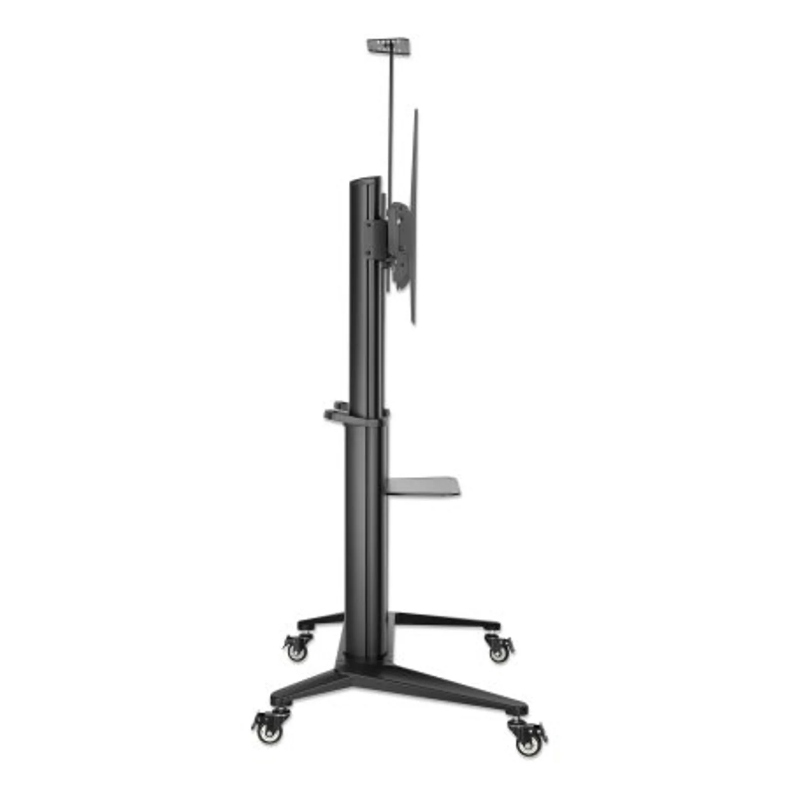 Manhattan Support sur roulettes pour TV/moniteurs, écrans 70" à 120", Compatibilité VESA : de 200x200 à 1000x600 mm (vérifiez les dimensions des quatre trous de fixation à l’arrière), charge max. 140 kg, hauteur réglable 1250–1600 mm