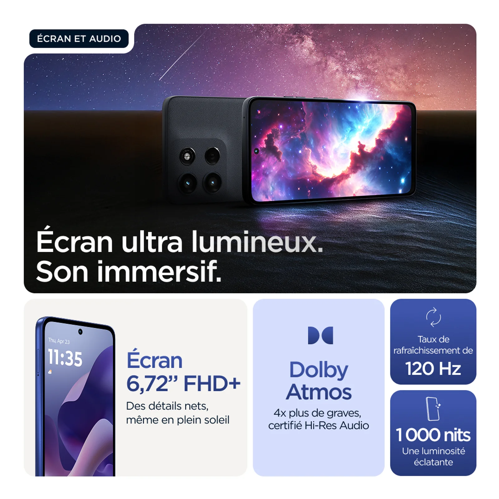 Motorola moto g56 5G 17,1 cm (6.72") Double SIM hybride Android 15 USB Type-C 8 Go 256 Go 5200 mAh Bleu