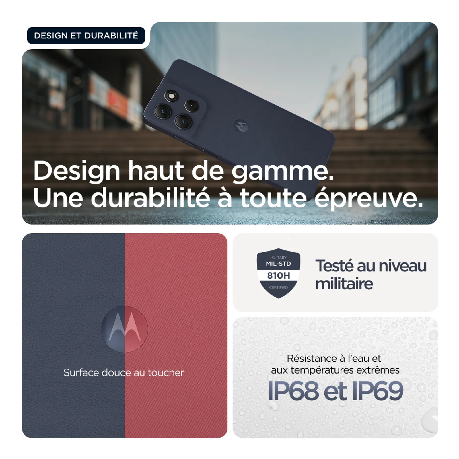 Motorola moto g86 5G 16,9 cm (6.67") Double SIM Android 15 USB Type-C 8 Go 256 Go 5200 mAh Bleu foncé