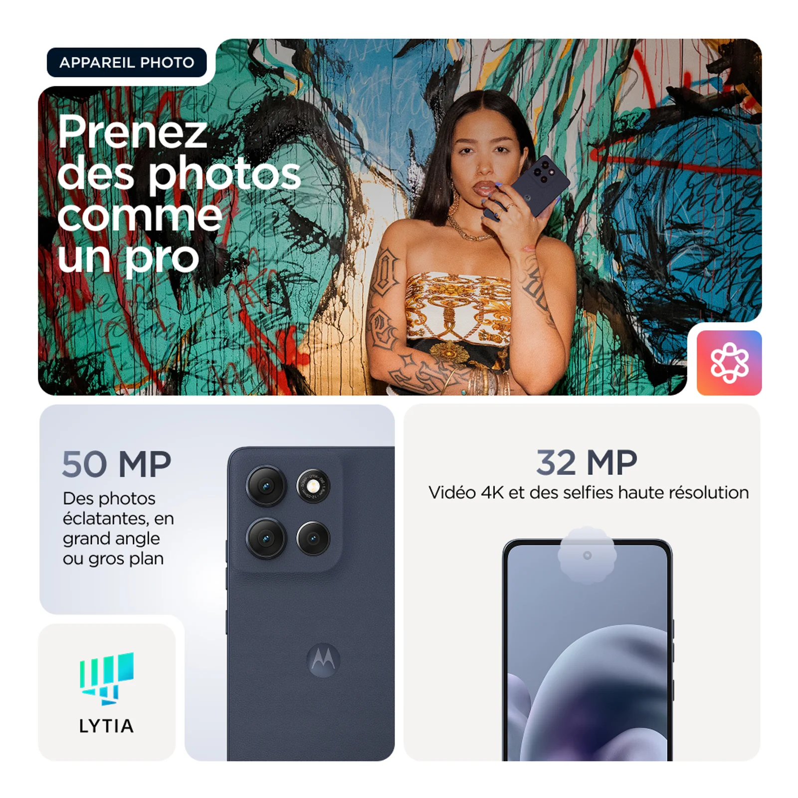 Motorola moto g86 5G 16,9 cm (6.67") Double SIM Android 15 USB Type-C 8 Go 256 Go 5200 mAh Bleu foncé