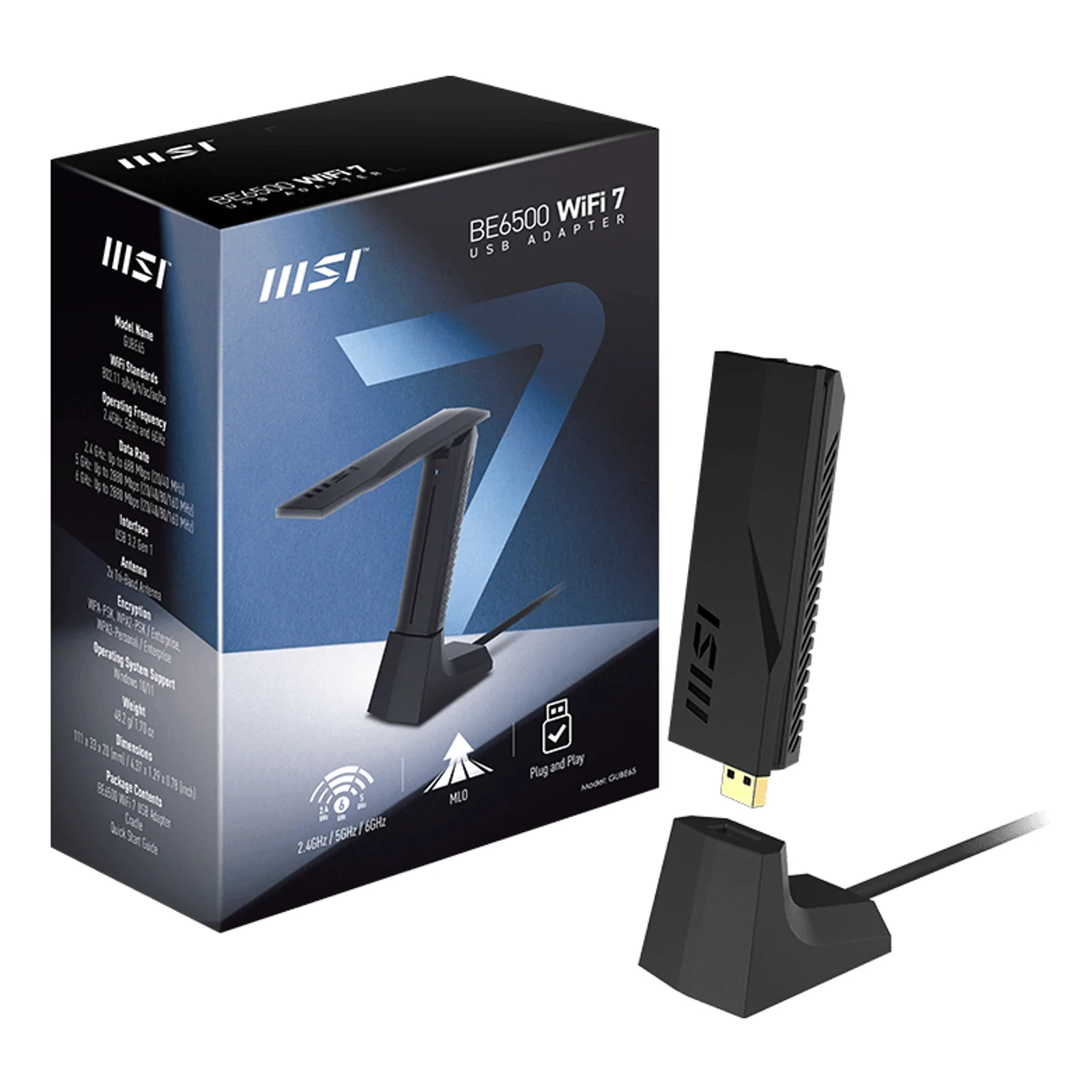 MSI BE6500 WiFi7 USB Stick - Dongle WLAN 2880 Mbit/s