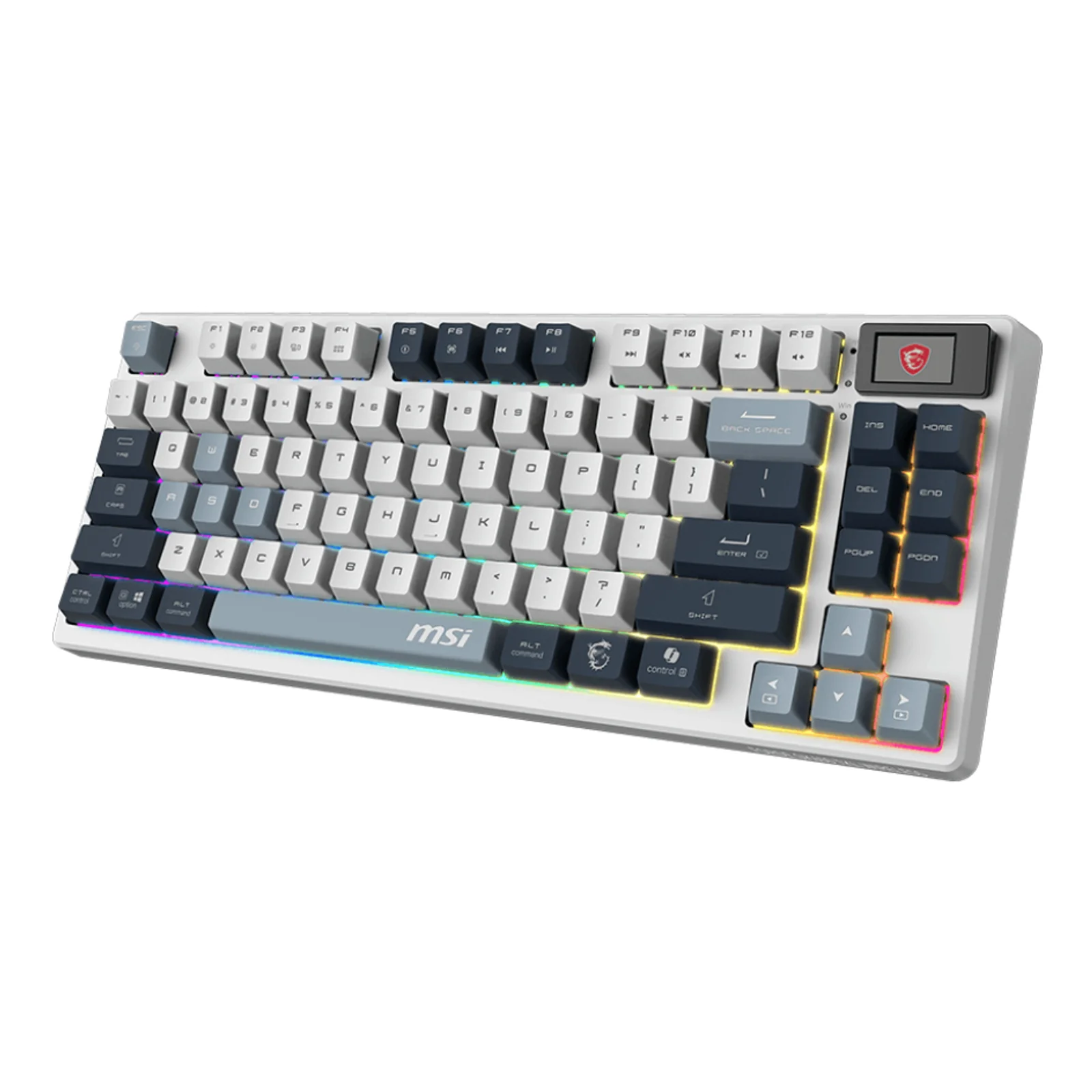 MSI FORGE GK600 TKL WIRELESS SKY clavier Gaming USB + Bluetooth QWERTY Anglais britannique Bleu, Blanc