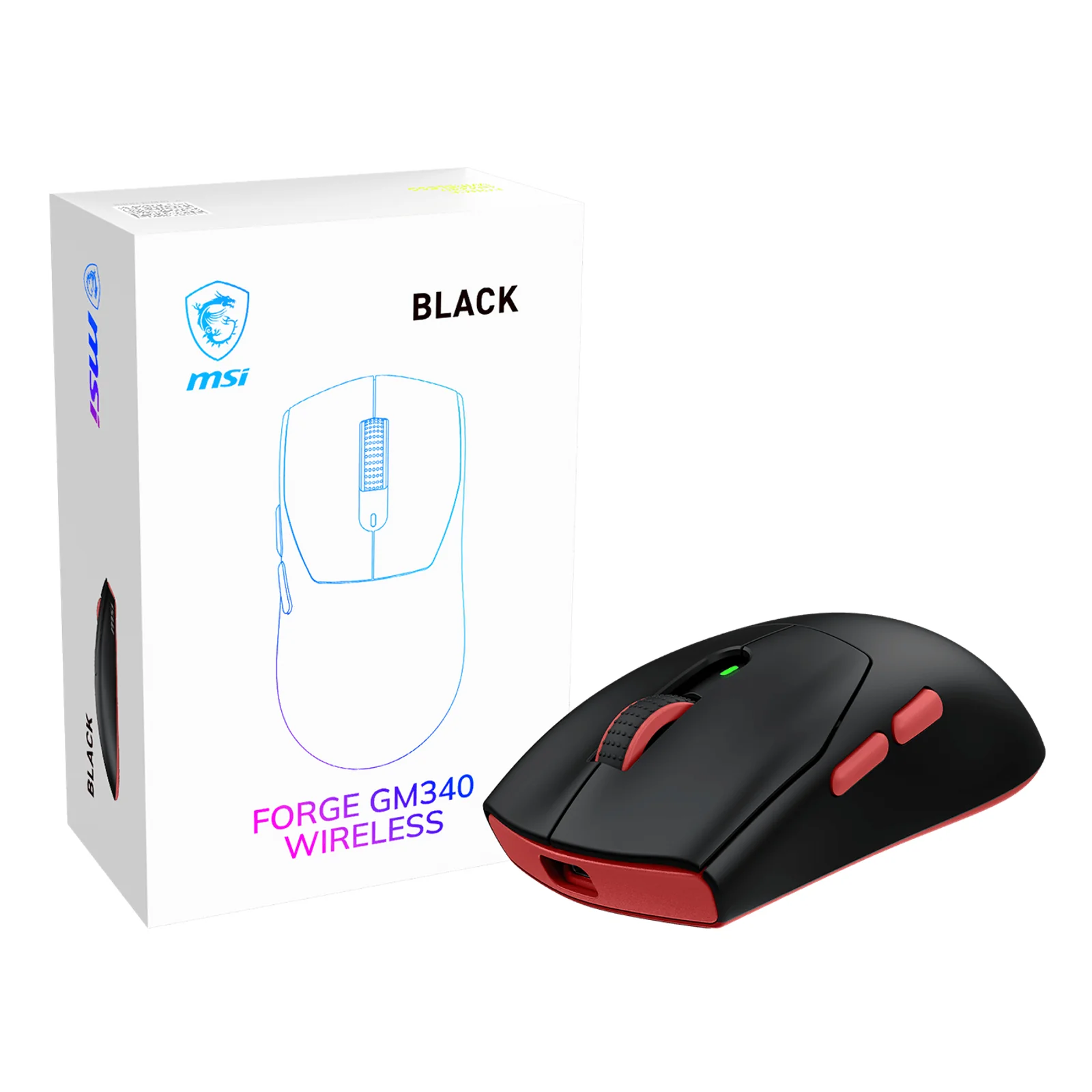 MSI Forge Gm340 Wireless Black souris Gaming Ambidextre RF sans fil + Bluetooth Optique 12000 DPI
