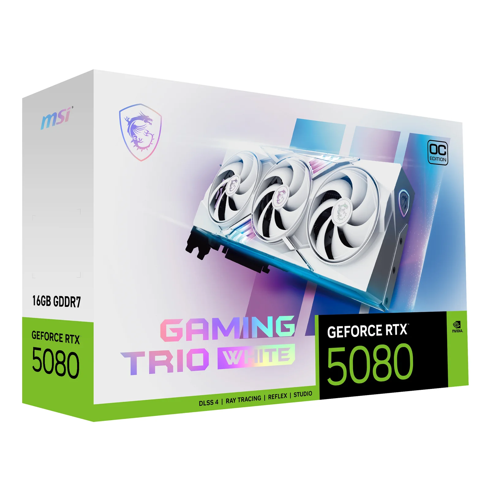 MSI GAMING GEFORCE RTX 5080 16G TRIO OC WHITE carte graphique NVIDIA 16 Go GDDR7