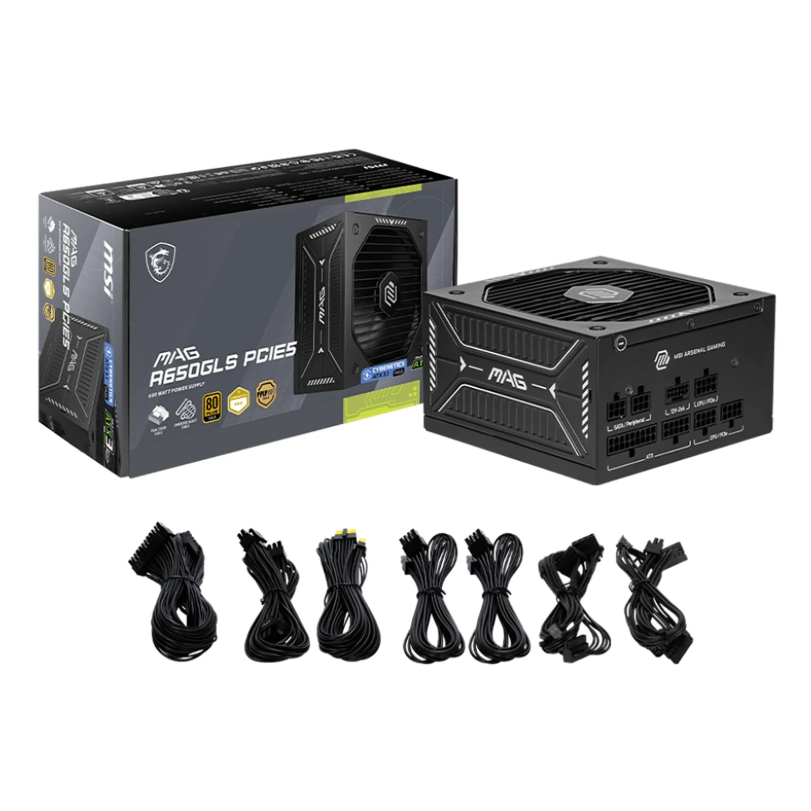MSI MAG A650GLS PCIE5 unité d'alimentation d'énergie 650 W 24-pin ATX ATX Noir