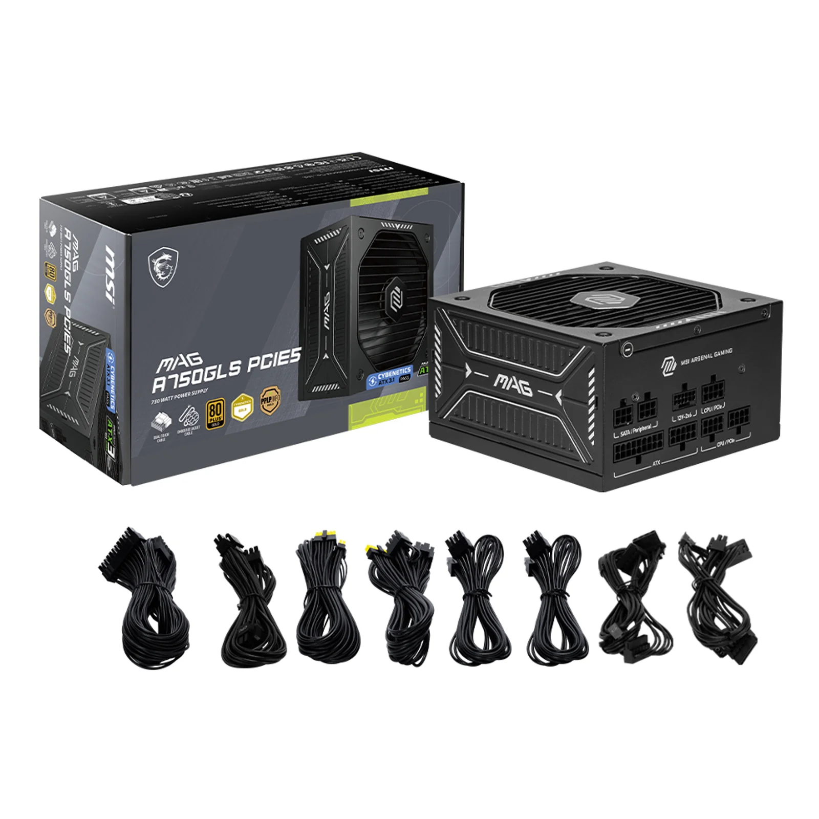 MSI MAG A750GLS PCIE5 unité d'alimentation d'énergie 750 W 24-pin ATX ATX Noir