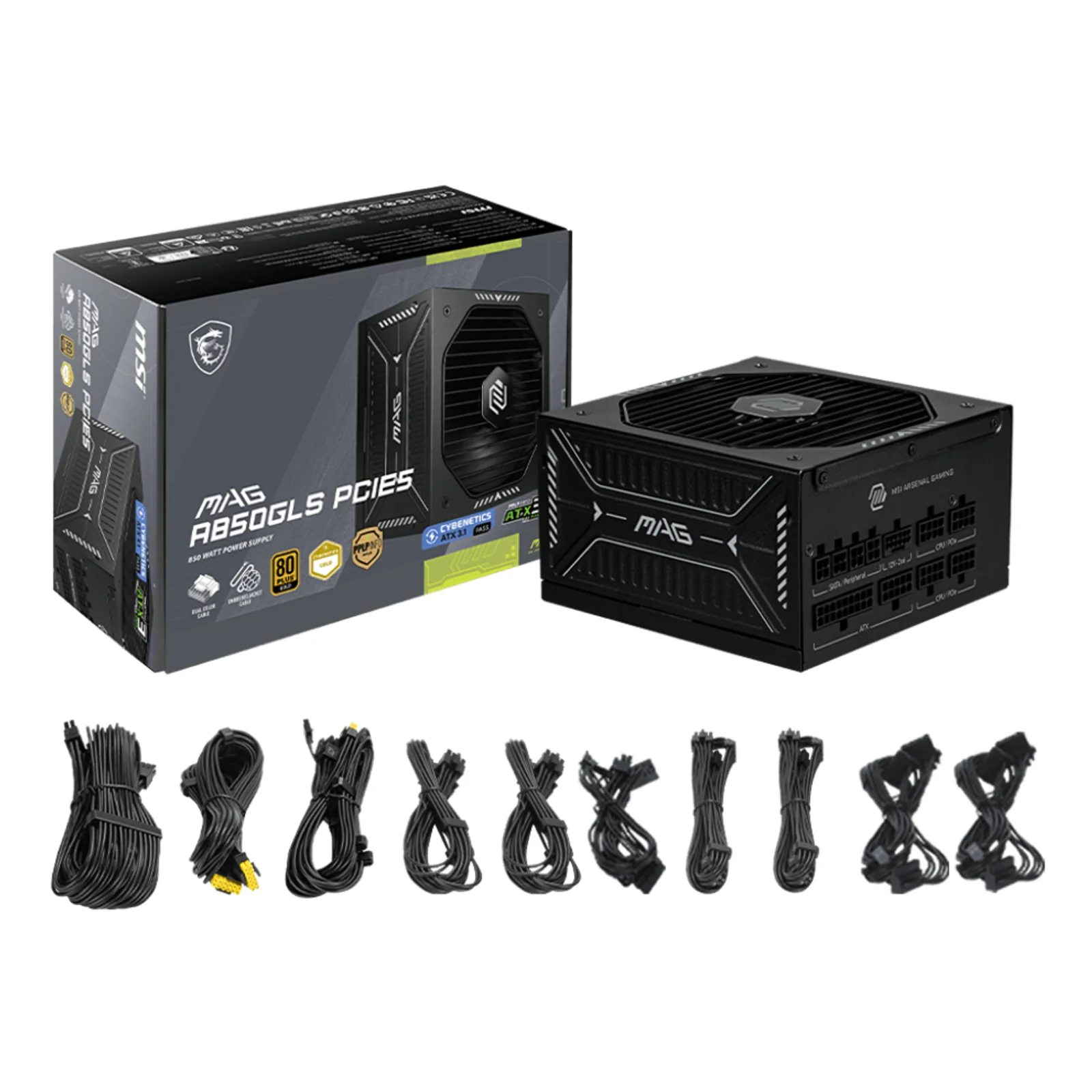 MSI MAG A850GLS PCIE5 unité d'alimentation d'énergie 850 W 24-pin ATX ATX Noir