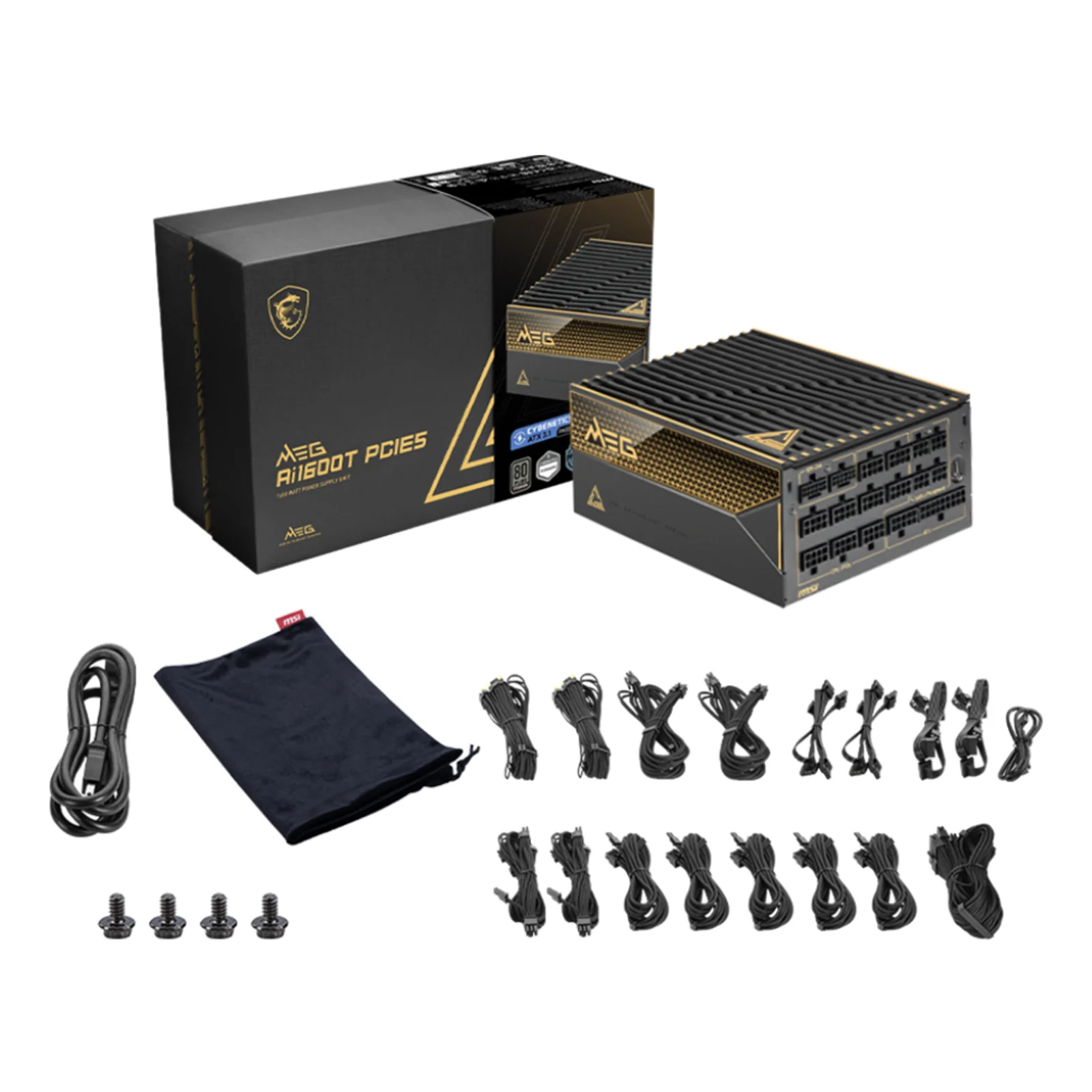 MSI MEG Ai1600T PCIE5 unité d'alimentation d'énergie 1600 W 24-pin ATX ATX Noir