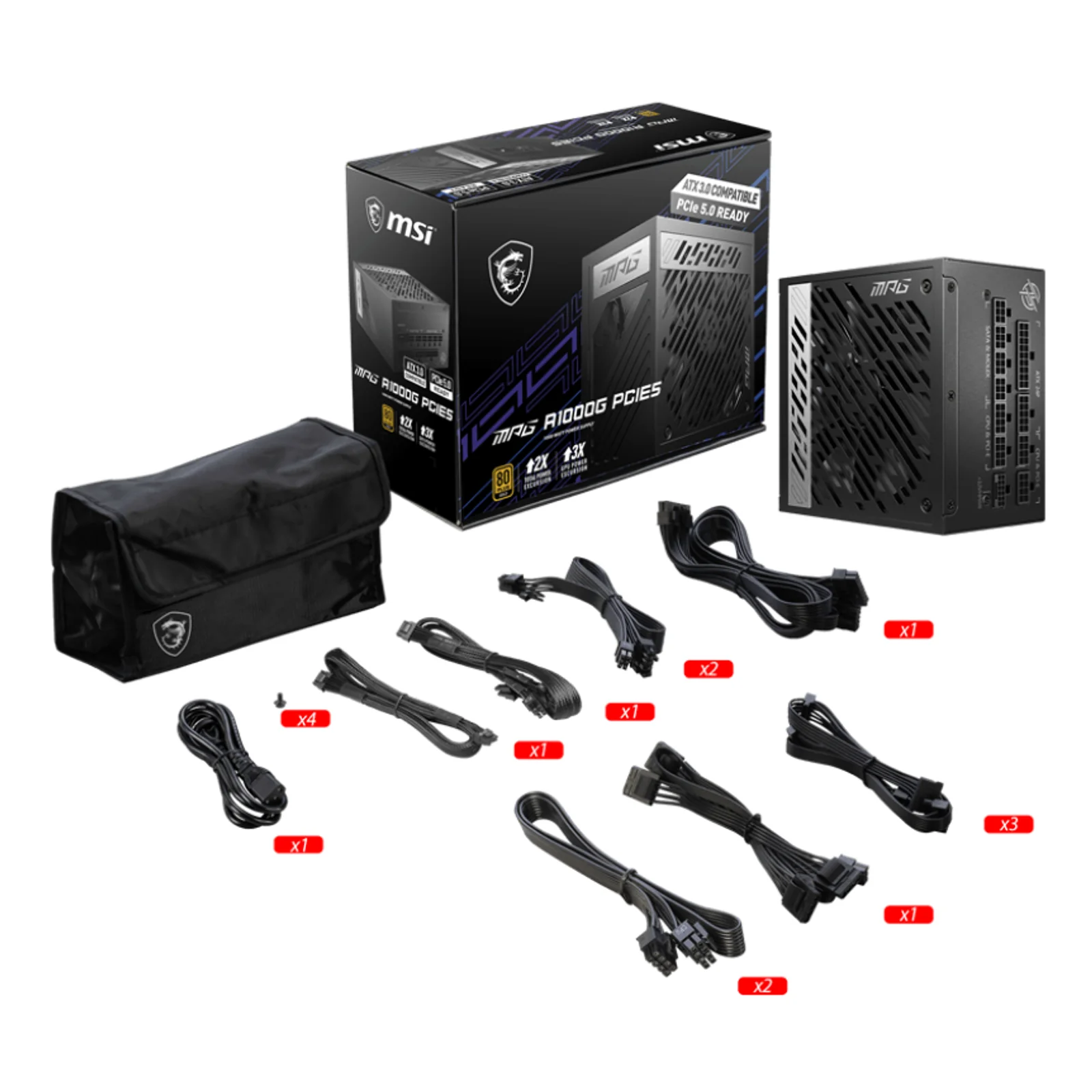 MSI MPG A1000G PCIE5 unité d'alimentation d'énergie 1000 W 20+4 pin ATX ATX Noir