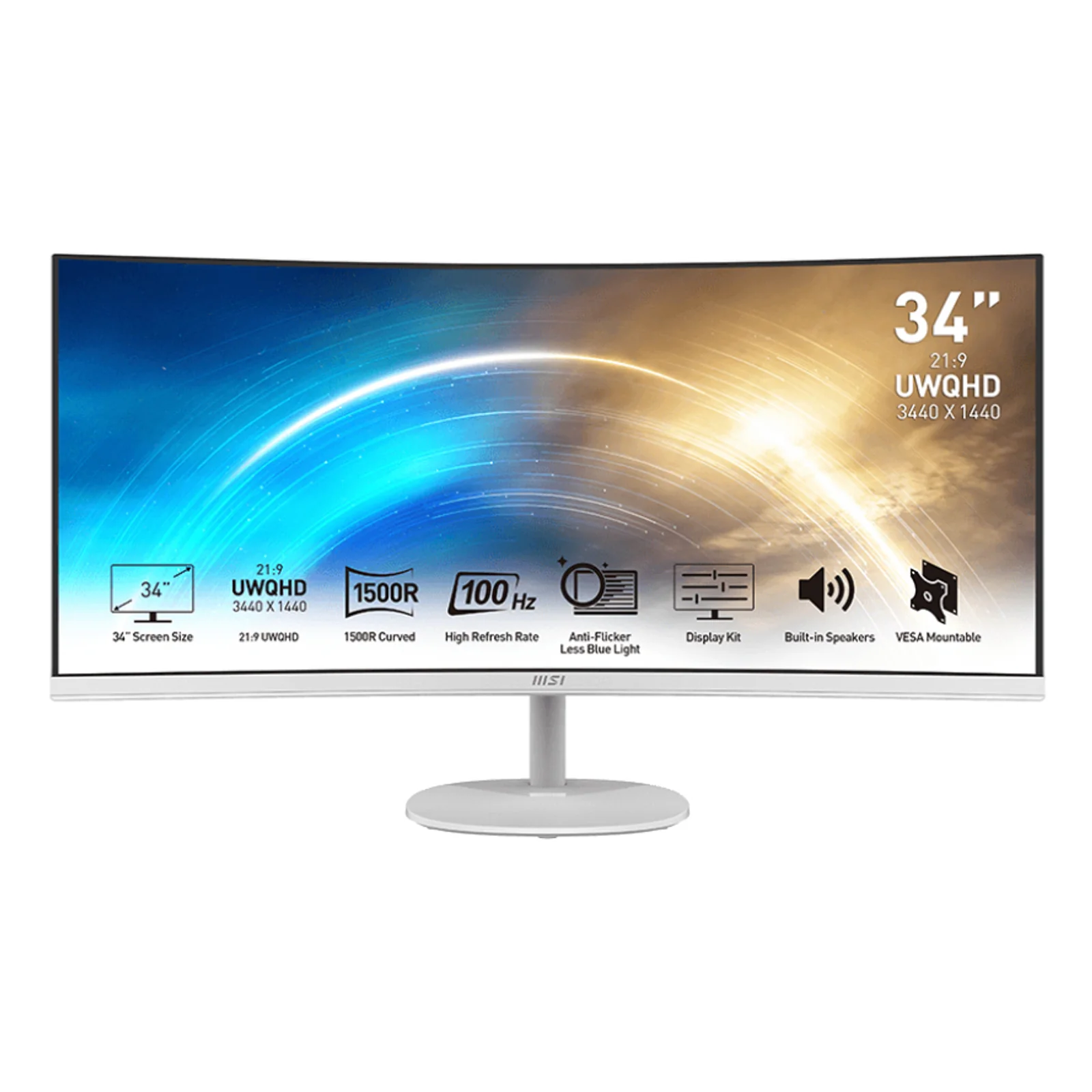 Pro MP341CQWDE écran plat de PC 86,4 cm (34") 3440 x 1440 pixels UltraWide Quad HD Blanc