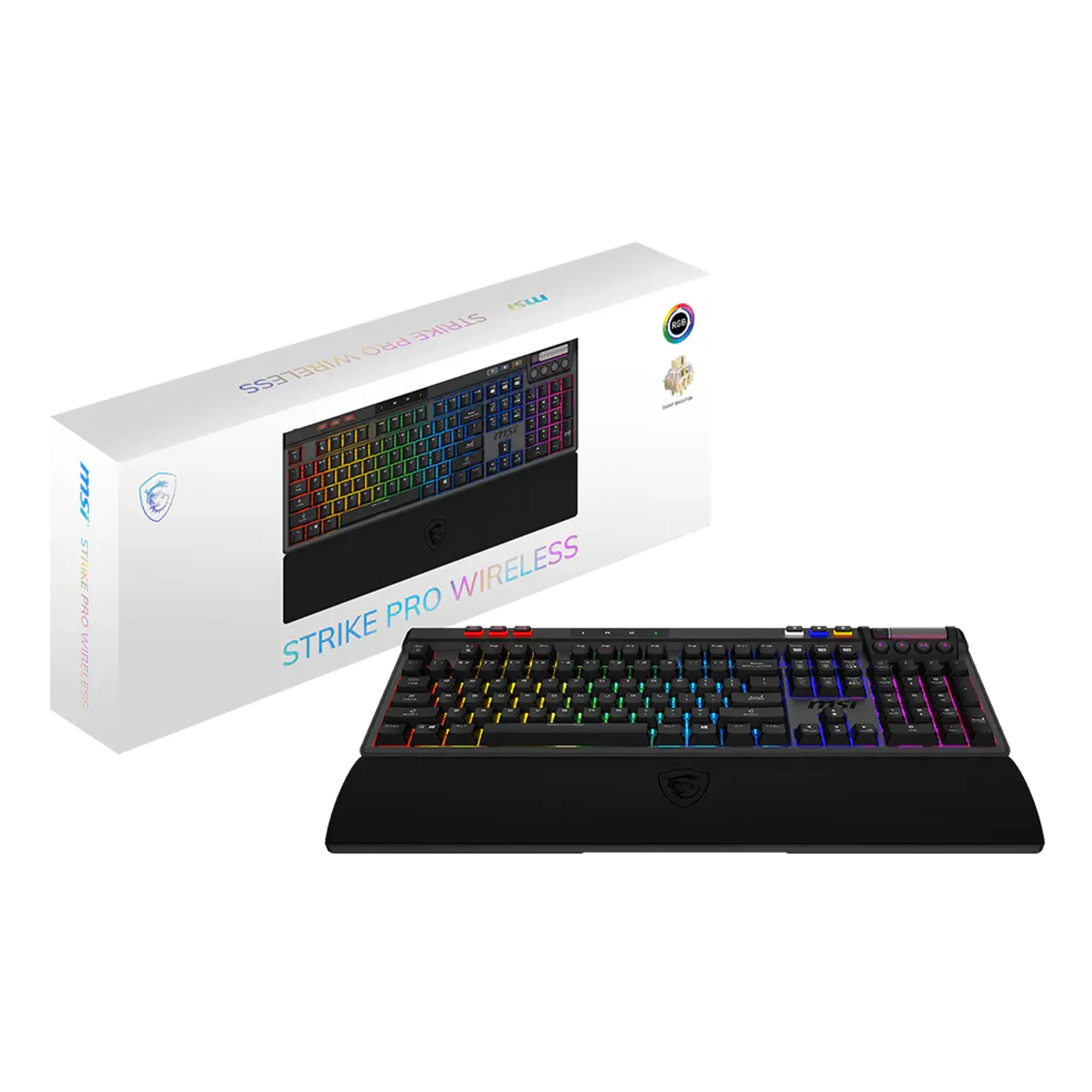 MSI STRIKE PRO WIRELESS clavier Gaming USB + Bluetooth QWERTY Anglais américain Noir