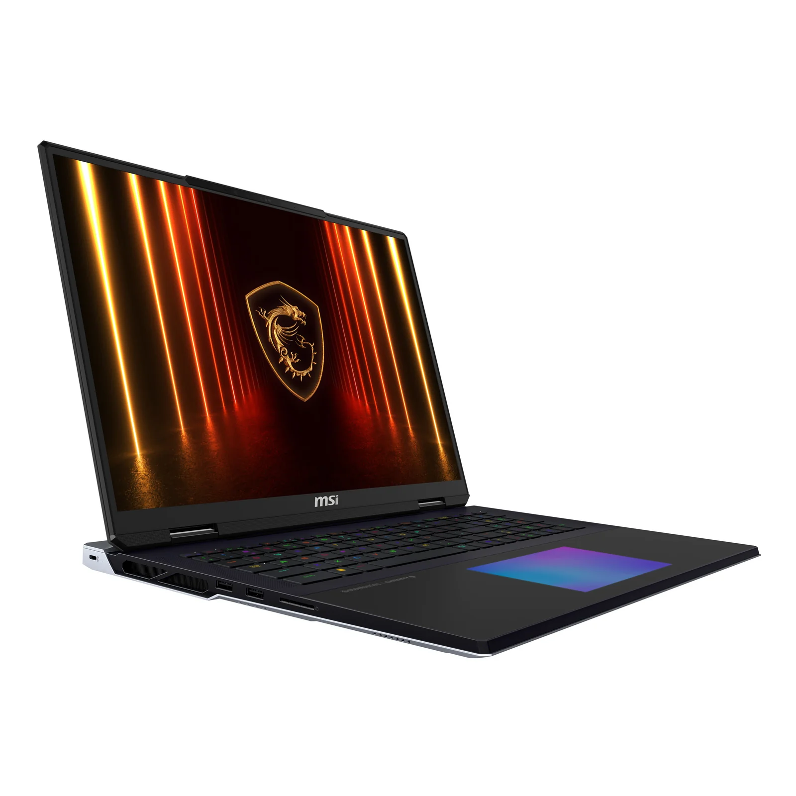 MSI Titan 18 HX AI A2XWJG-609FR Intel Core Ultra 9 285HX Ordinateur portable 45,7 cm (18") UHD+ 64 Go DDR5-SDRAM 6 To SSD NVIDIA GeForce RTX 5090 Wi-Fi 7 (802.11be) Windows 11 Pro Français Noir