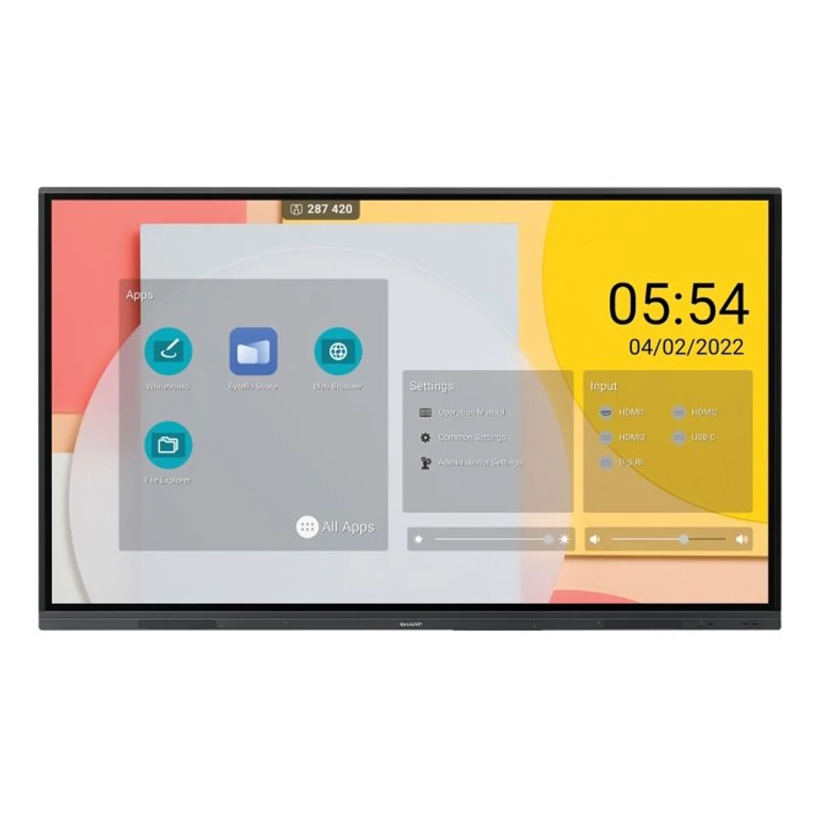 Sharp PN-L752B tableau blanc interactif 190,5 cm (75") 3840 x 2160 pixels Écran tactile Noir