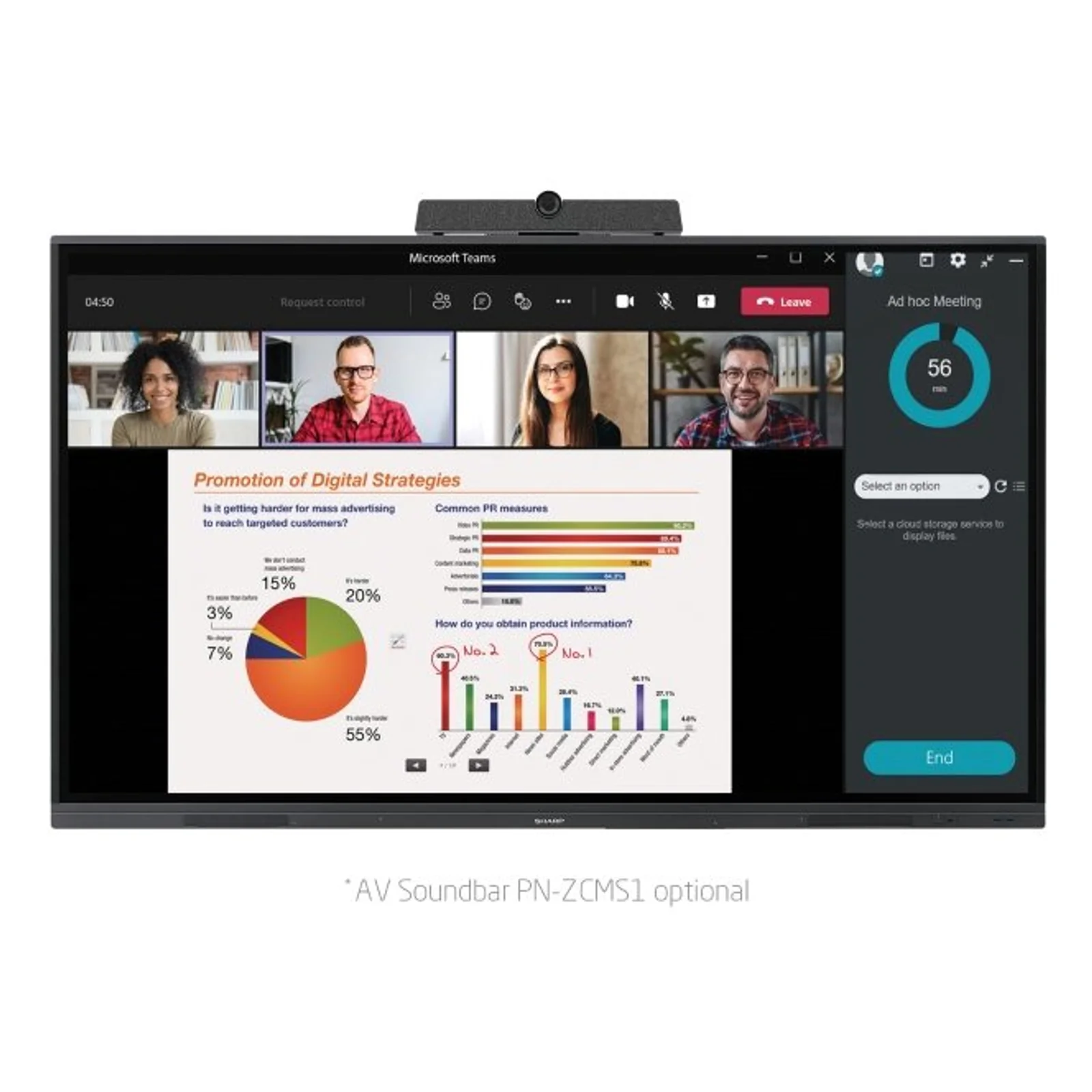 Sharp PN-L862B tableau blanc interactif 2,18 m (86") 3840 x 2160 pixels Écran tactile Noir