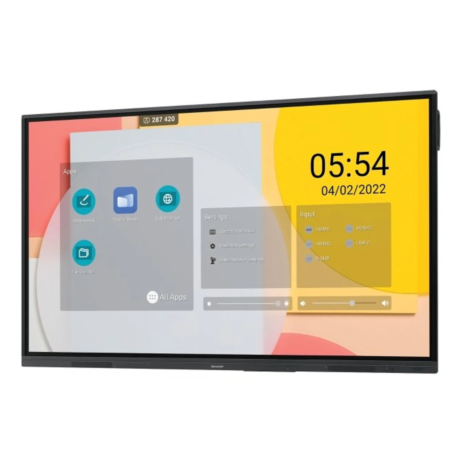 Sharp PN-L862B tableau blanc interactif 2,18 m (86") 3840 x 2160 pixels Écran tactile Noir